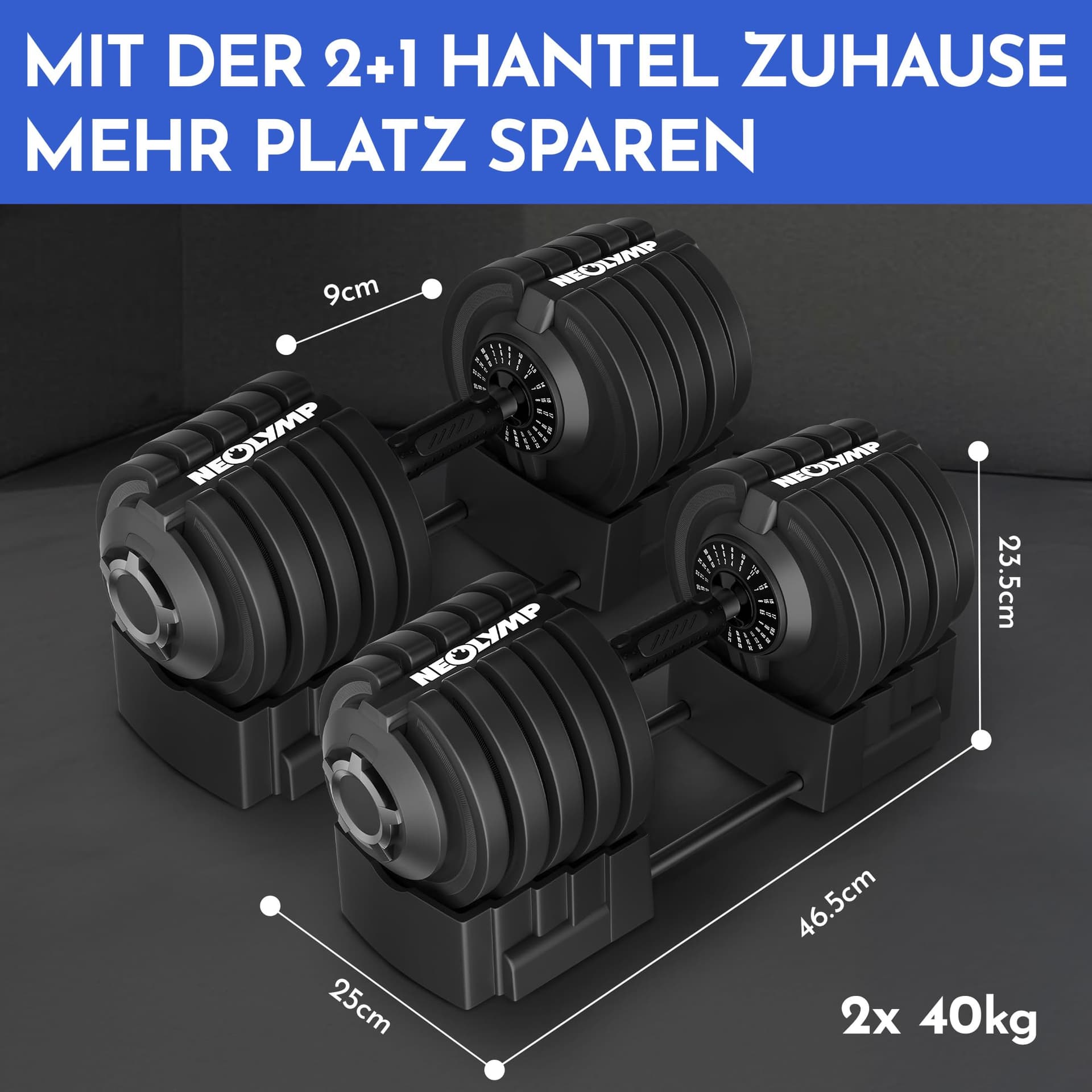NEOLYMP 2er Set Kurzhantel verstellbar (2-40 kg – Bild 2