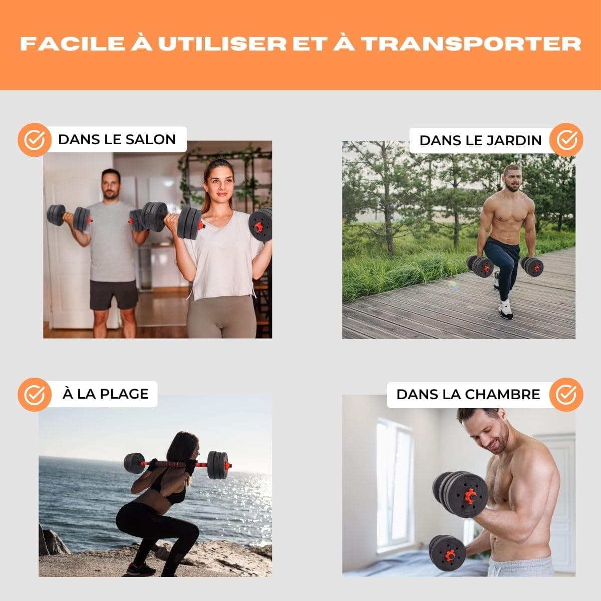 Mobiclinic ® fitness, Mancuernas ajustables, 2 en 1, Extenfit, Peso de 2-20 kg – Bild 6