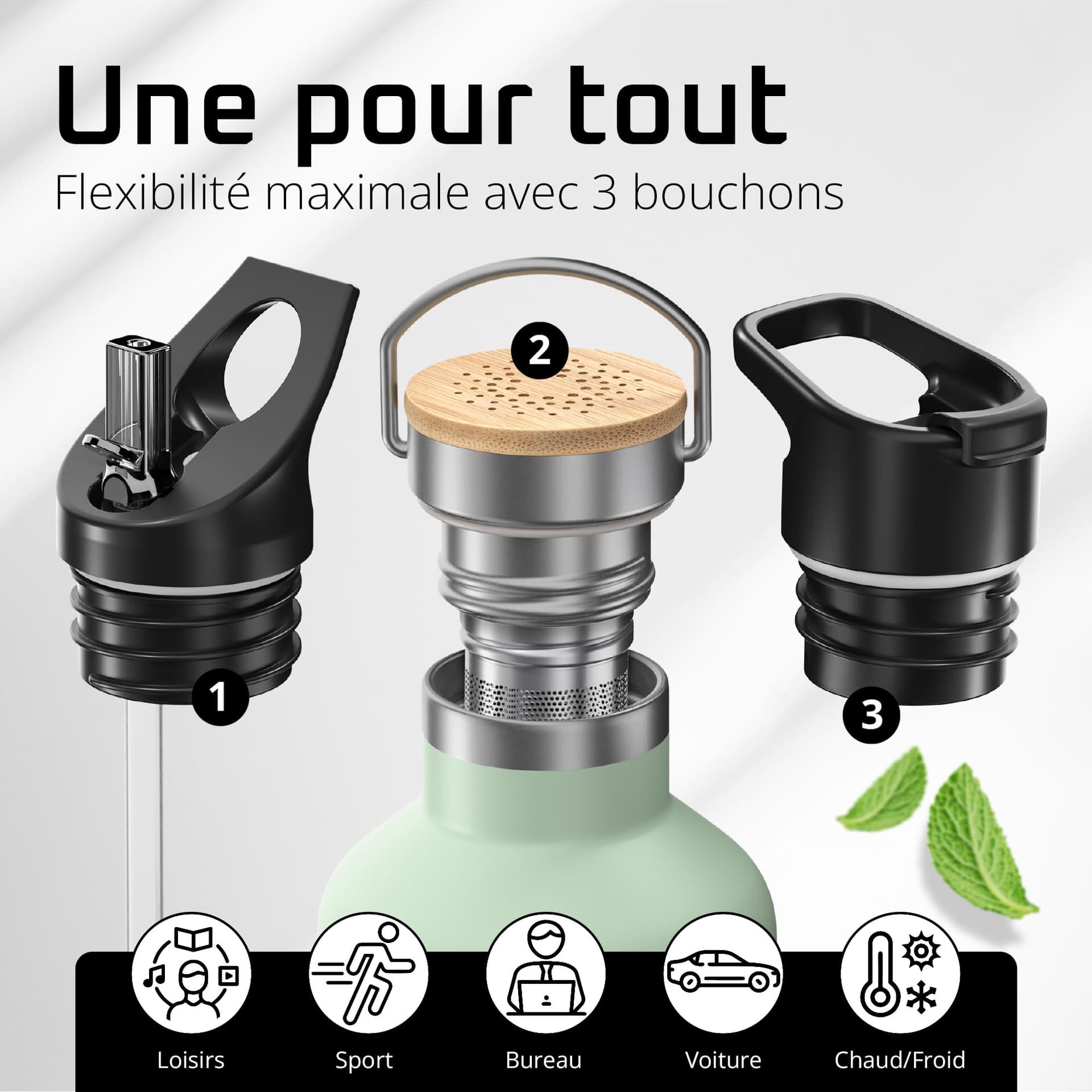 BeMaxx Gourde Inox Isotherme ACTIVE FLASK 1l – Bild 2