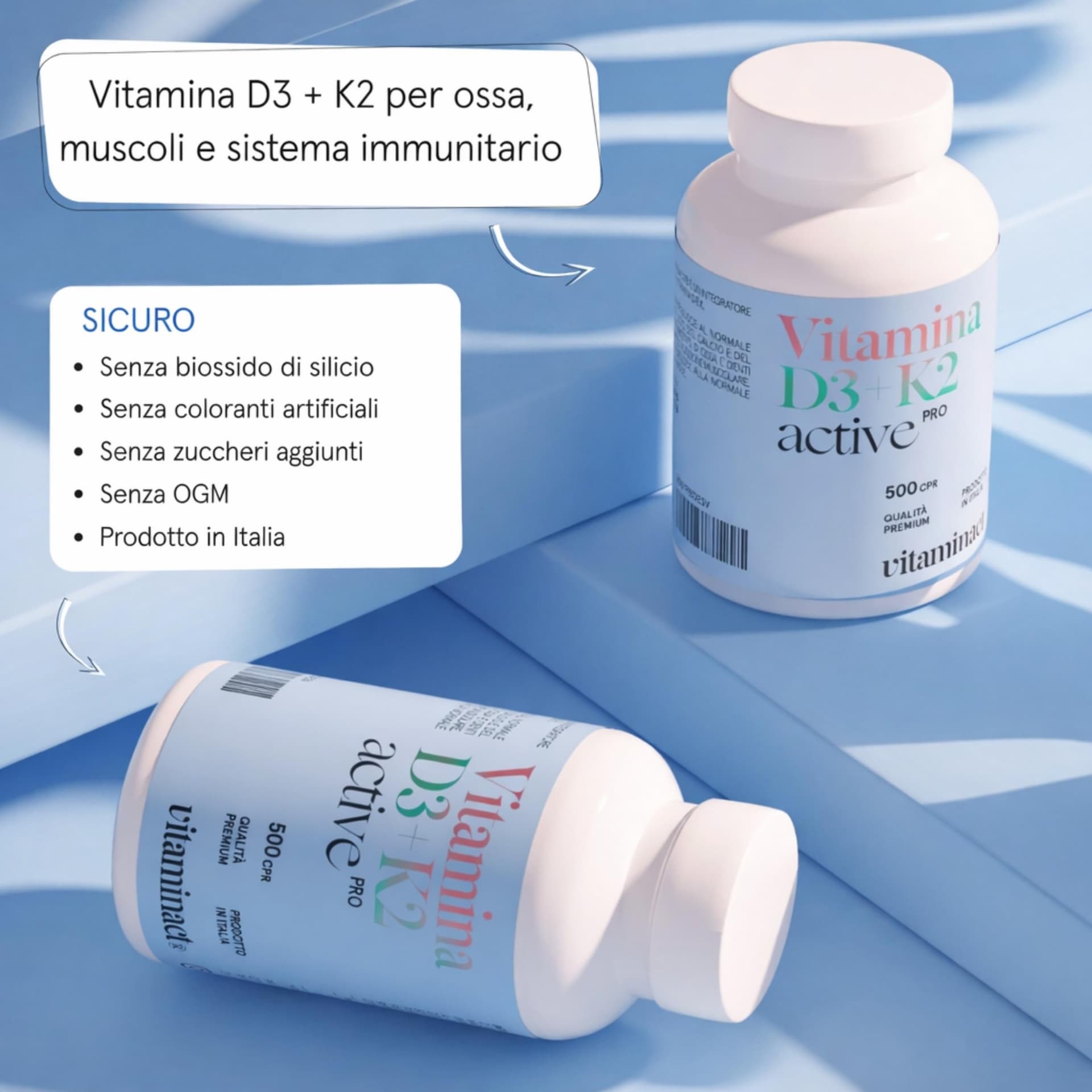 Vitaminact Vitamina D3 K2 (Dura 1 anno e 4 mesi) 500 Microcompresse – Bild 7