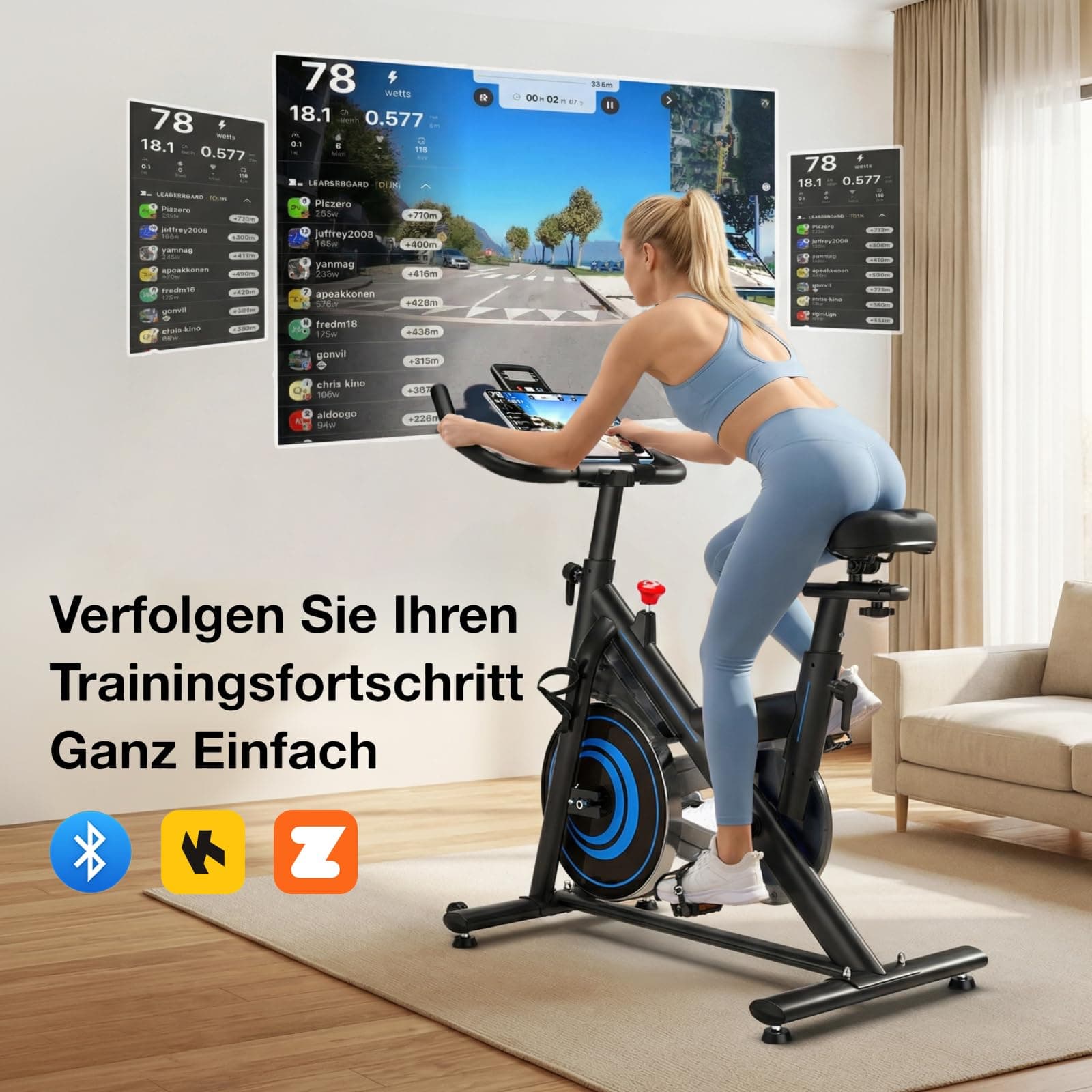 Wenoker Heimtrainer Fahrrad mit App – Bild 5