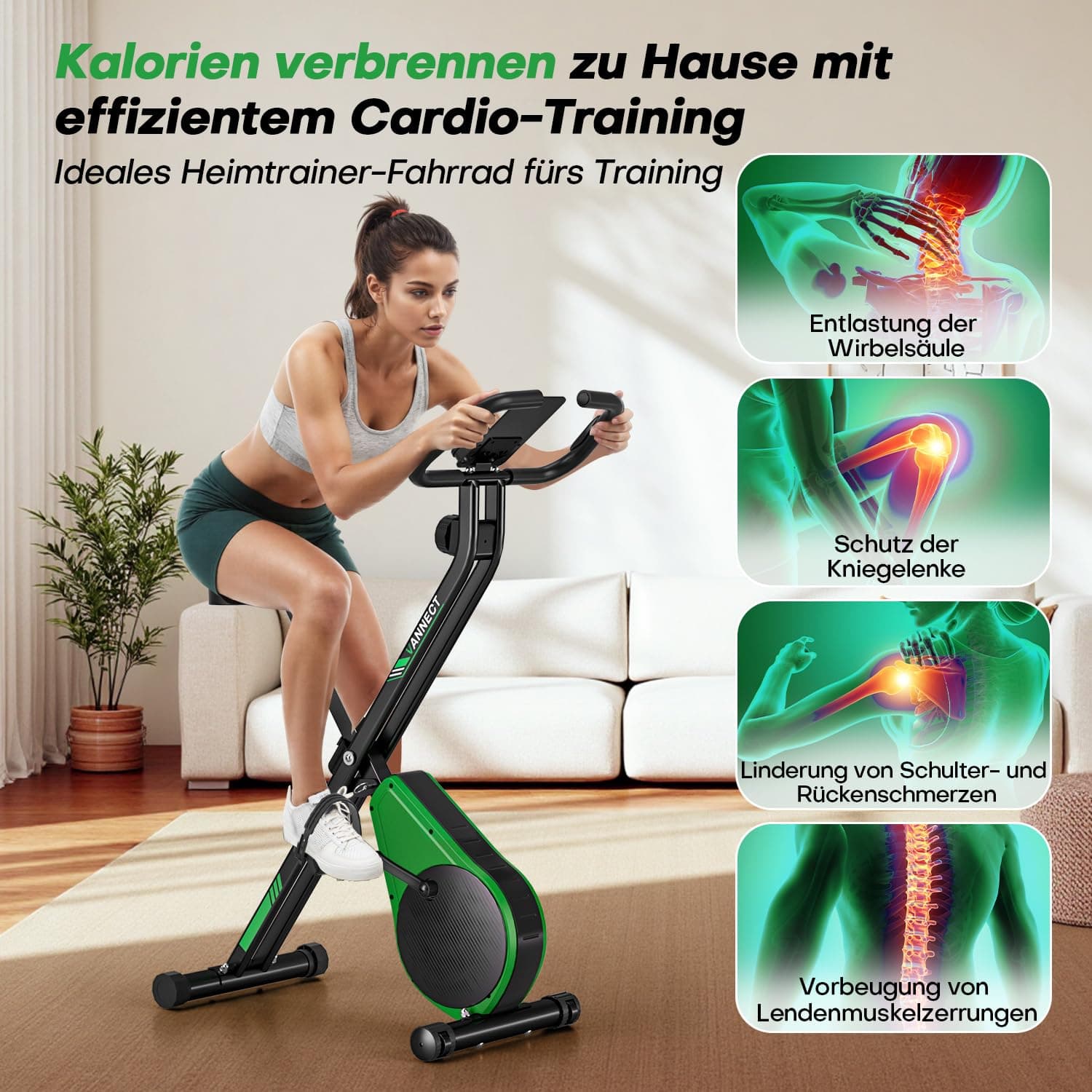 vannect Heimtrainer Fahrrad Klappbar – Bild 4