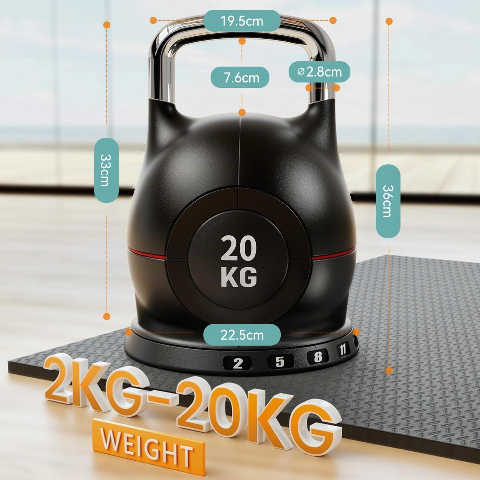LIFERUN Kettlebell Verstellbare Hanteln Set 7 in 1 – Bild 6