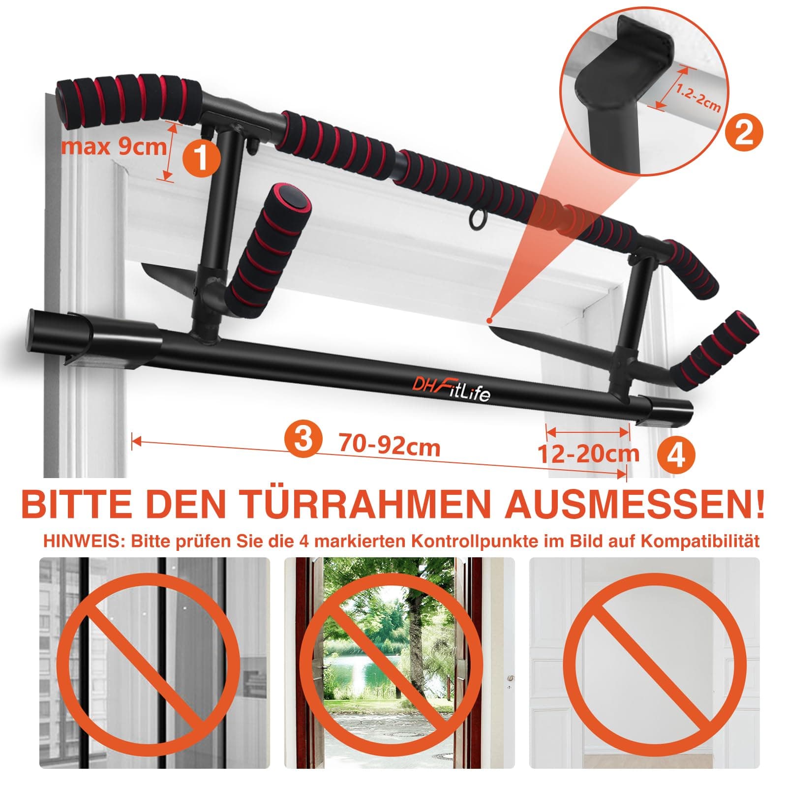 DH FitLife Klimmzugstange Türrahmen ohne Schrauben – Bild 4