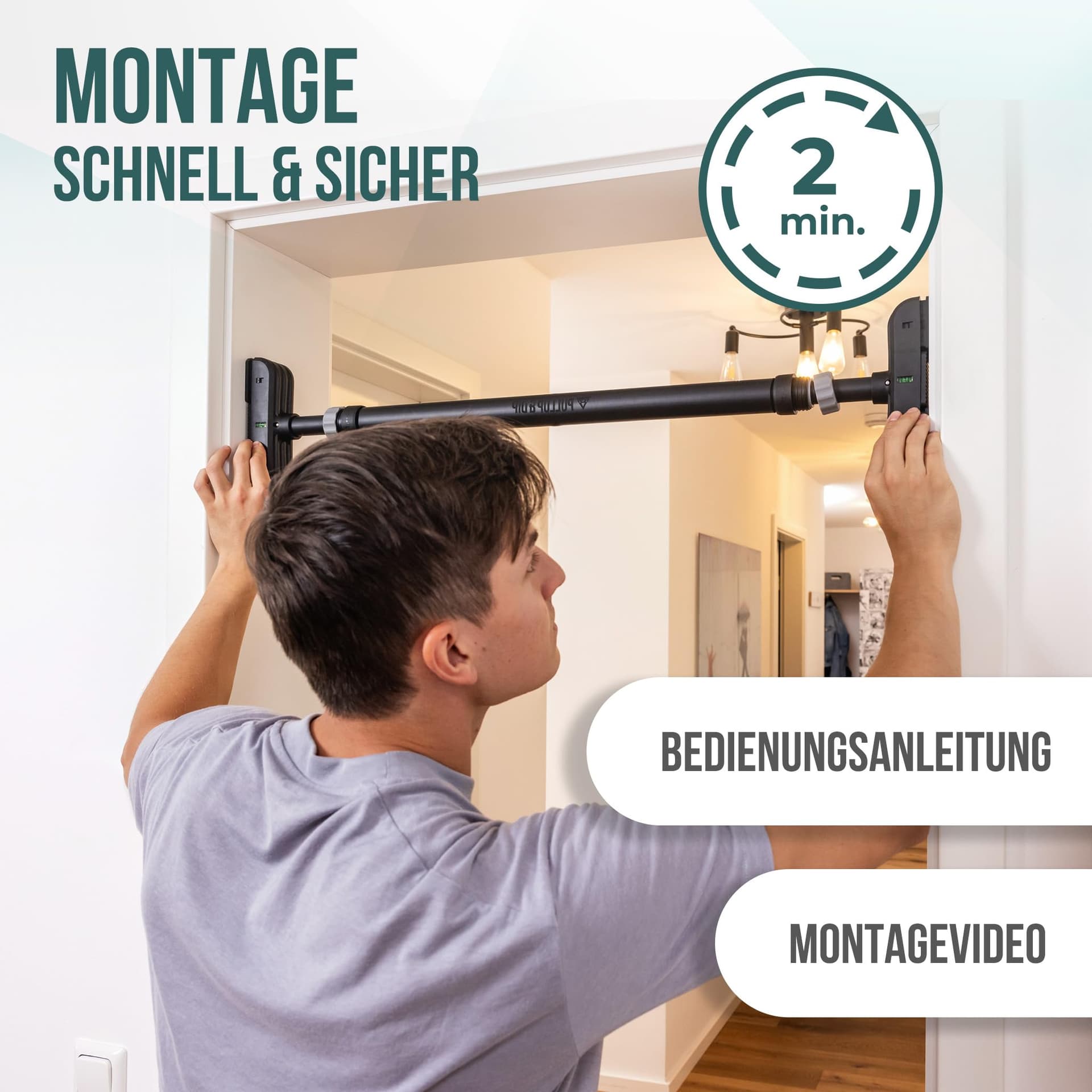 PULLUP & DIP Klimmzugstange für Türrahmen zum Einhängen – Bild 7