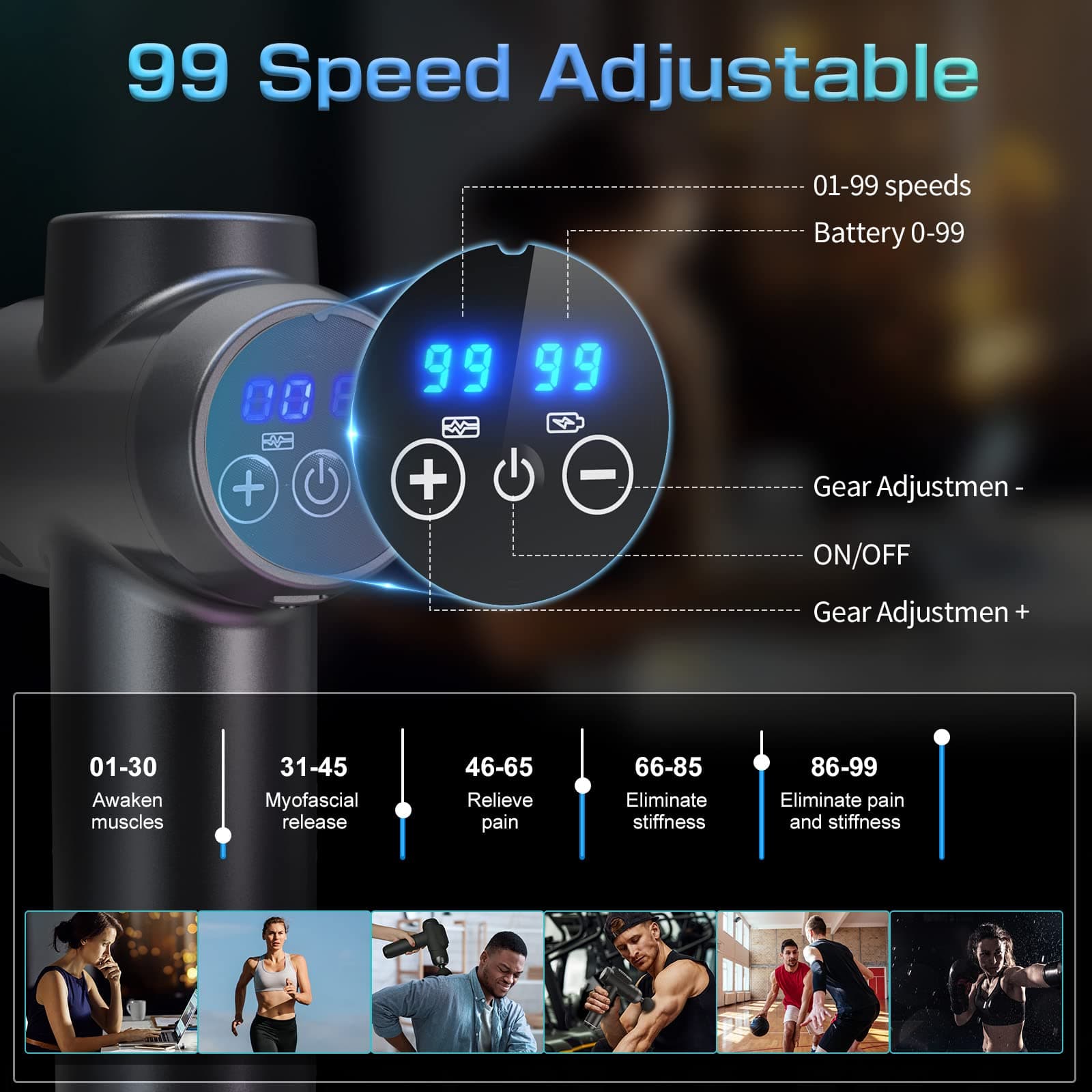 Ykgutilu Massage Gun,Massage Gun Deep Tissue,99 Speeds – Bild 2