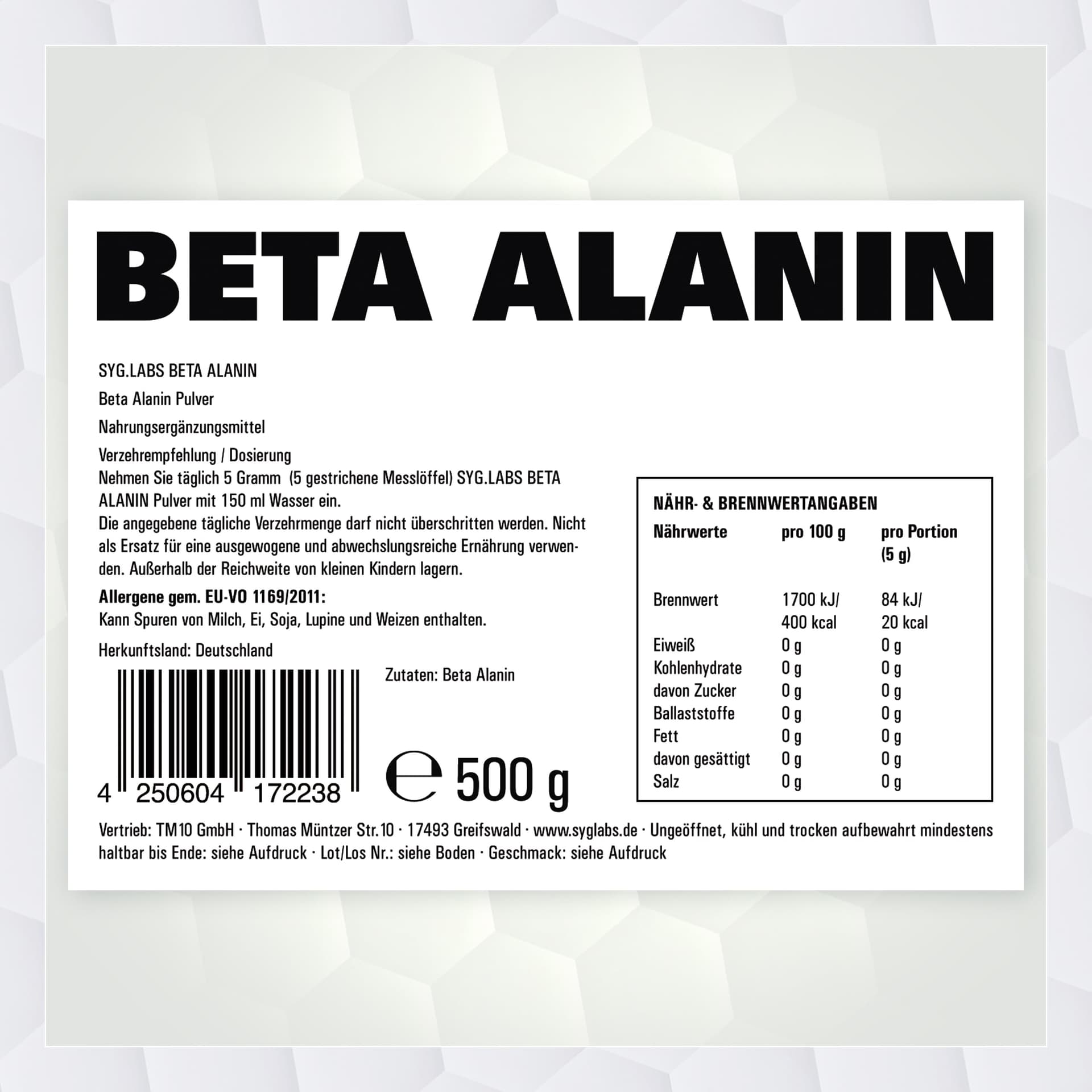 Syglabs Nutrition Beta Alanin - 500g – Bild 3
