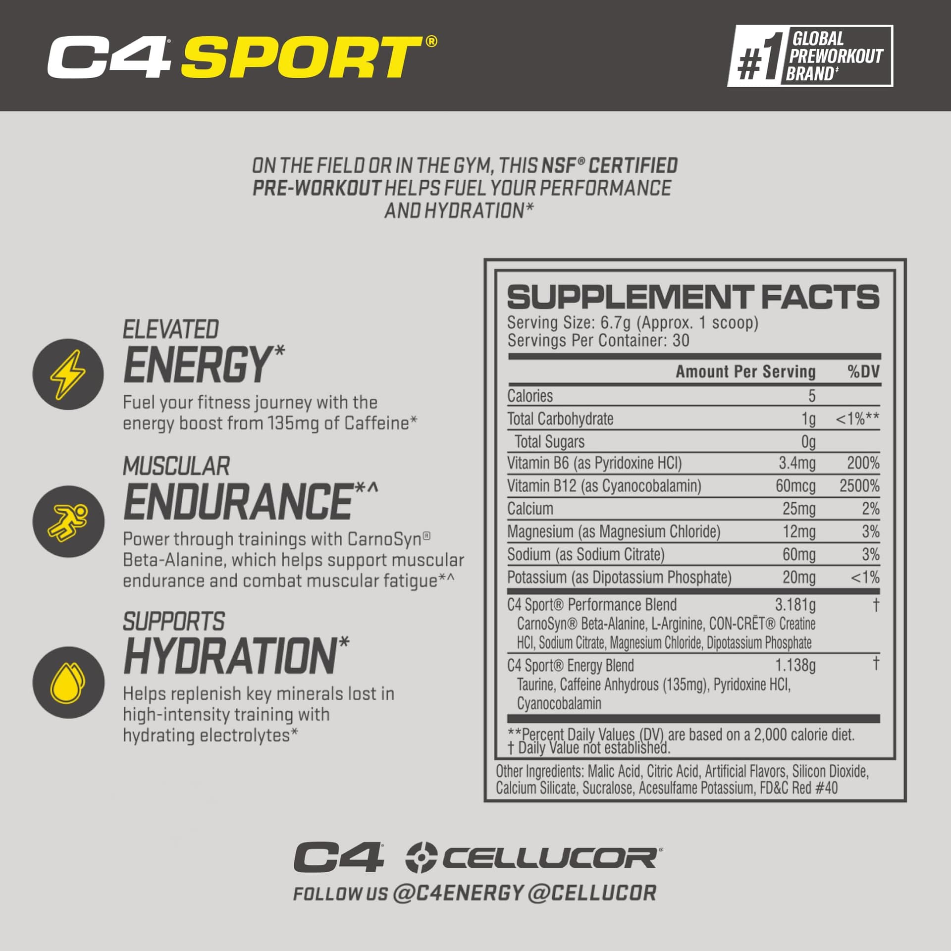 Cellucor C4 Sport Pre Workout Powder Watermelon – Bild 2