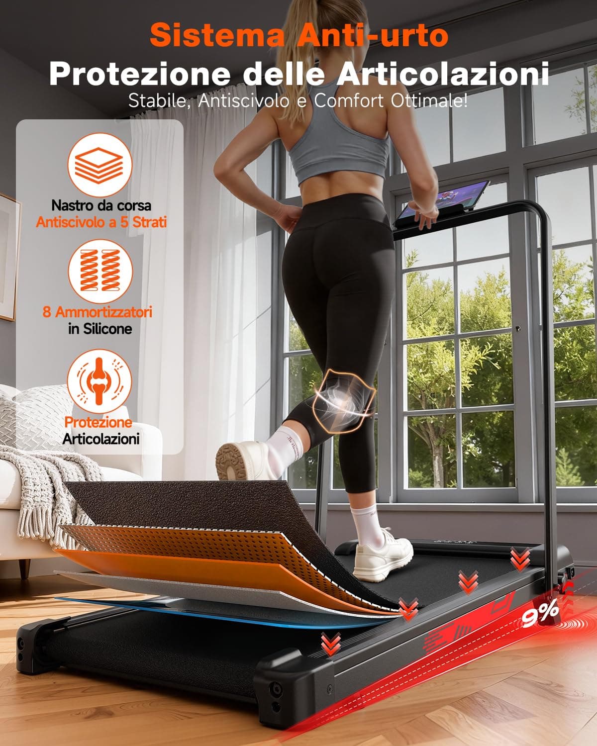 ApexPrime Sports Tapis Roulant Elettrico Pieghevole 3 in 1 con Inclinazione – Bild 8