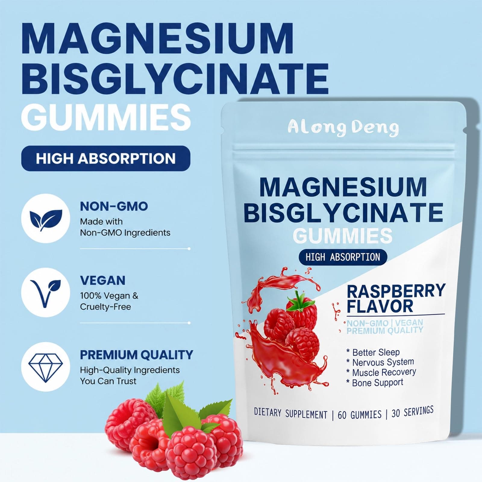 ALongDeng Magnesium Bisglycinate Gummies, with 500mg – Bild 3