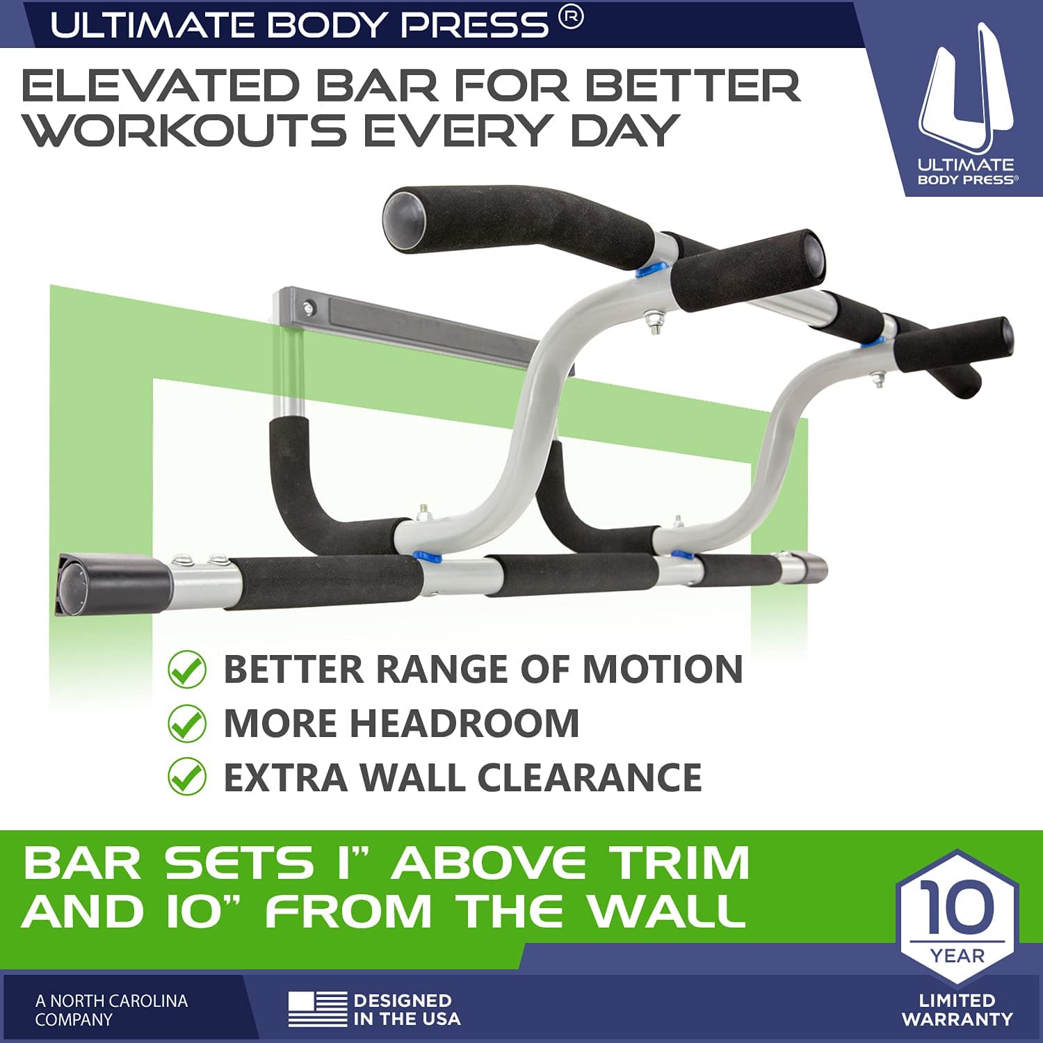 Ultimate Body Press XL Doorway Pull Up Bar with Elevated – Bild 2