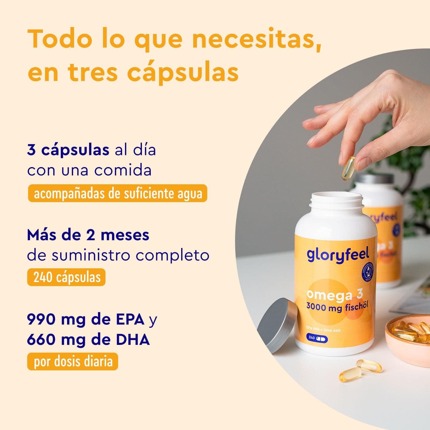 Gloryfeel Omega 3 ad Alto Dosaggio - Eletto PRODOTTO DELL'ANNO 2025-3000 mg – Bild 2