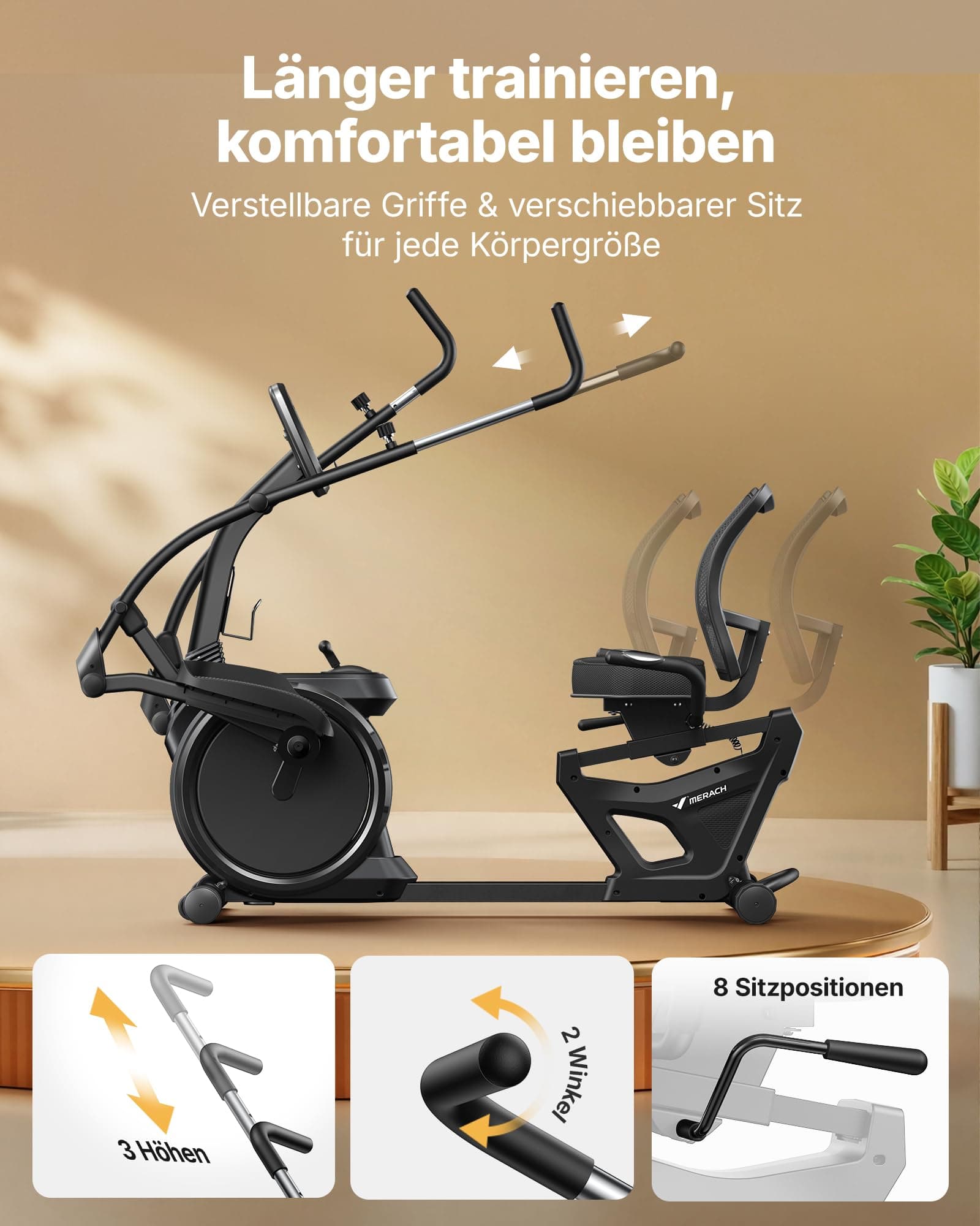 MERACH Liegeergometer für Zuhause mit 8 verstellbaren – Bild 3
