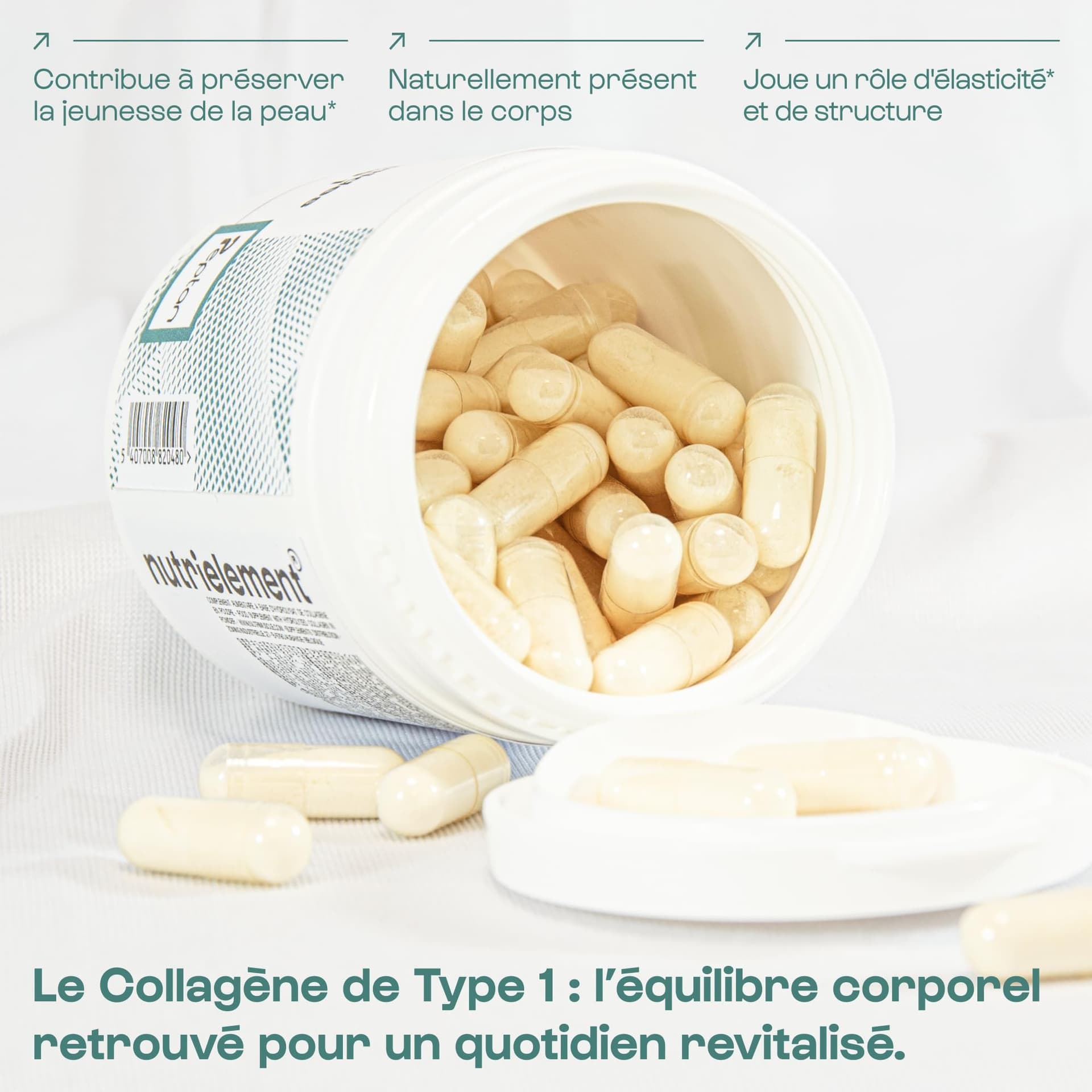 Nutrimuscle Nutrielement Collagène Peptide Type 1 en poudre 1.2 kg – Bild 4