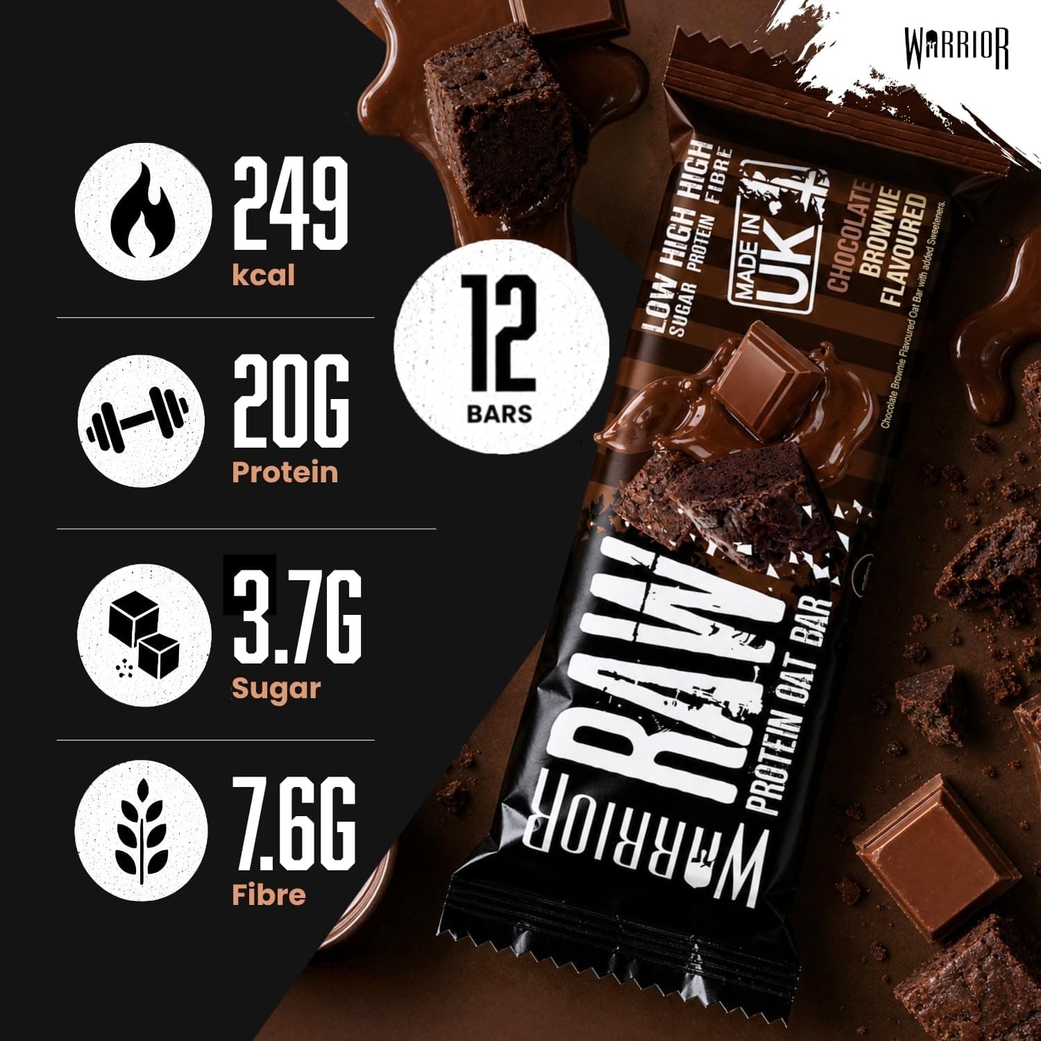 Warrior RAW Protein Bars 12 x 75g – Bild 2