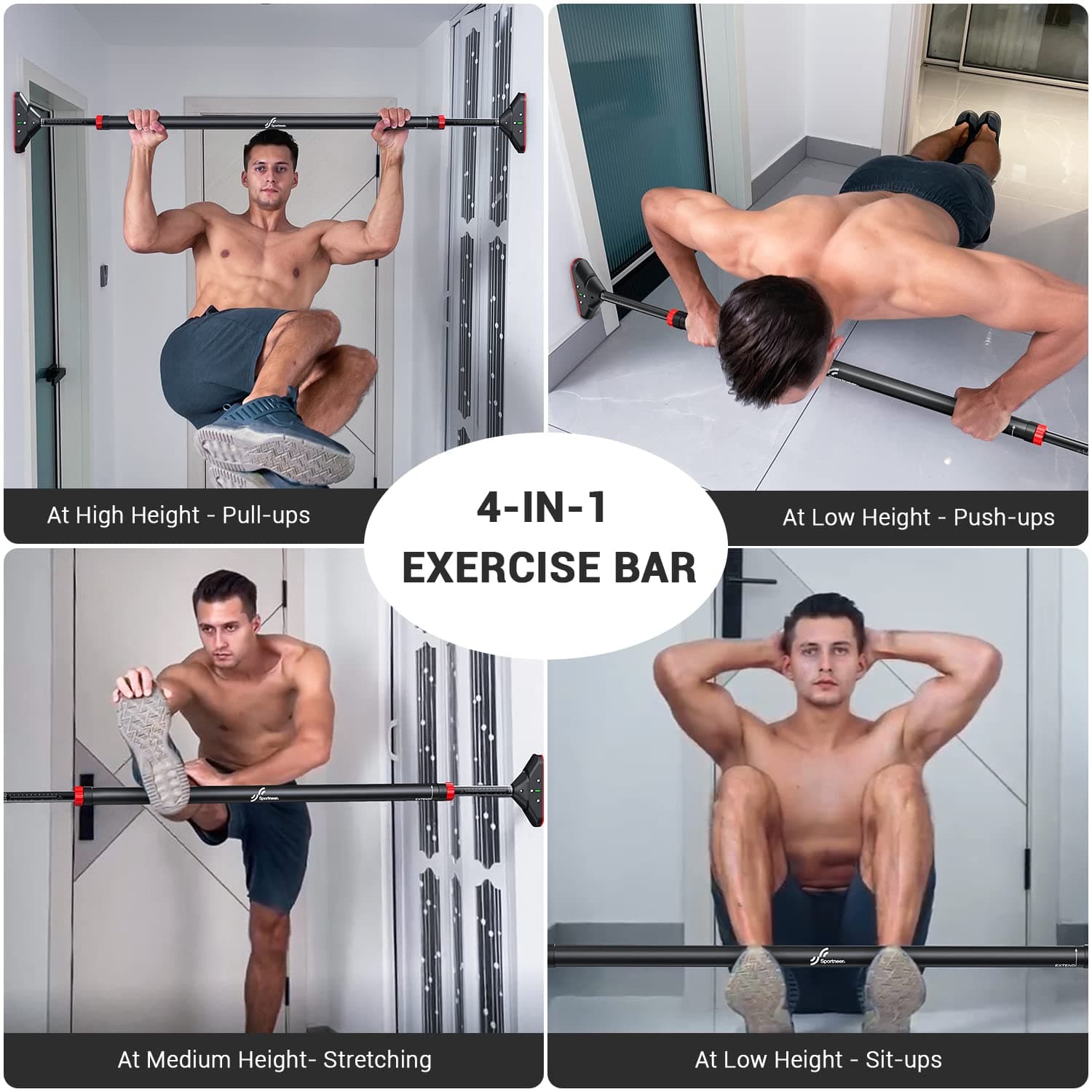 Sportneer Klimmzugstange Türrahmen, Pull Up Bar Tragkraft bis 200 Kg – Bild 8