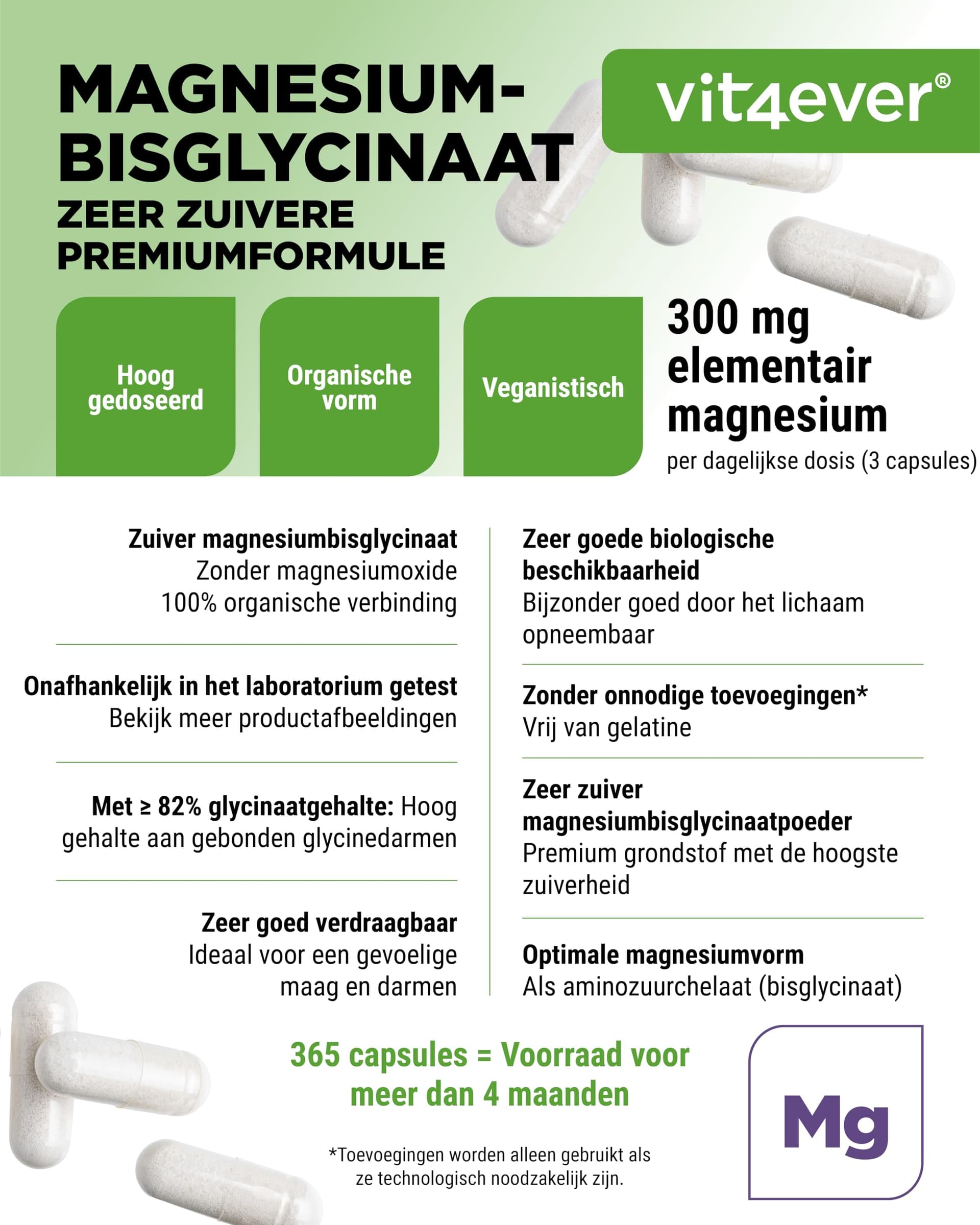 Vit4ever Magnesiumbisglycinat - 365 Kapseln – Bild 3