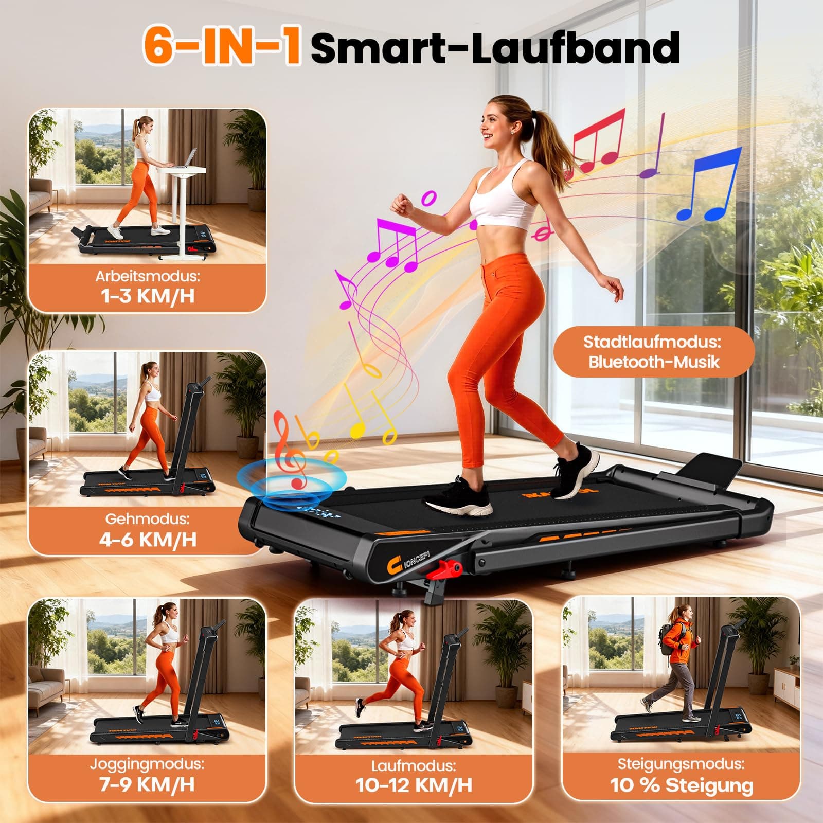 KALWOL Laufband für Zuhause mit Bluetooth Lautsprecher – Bild 2