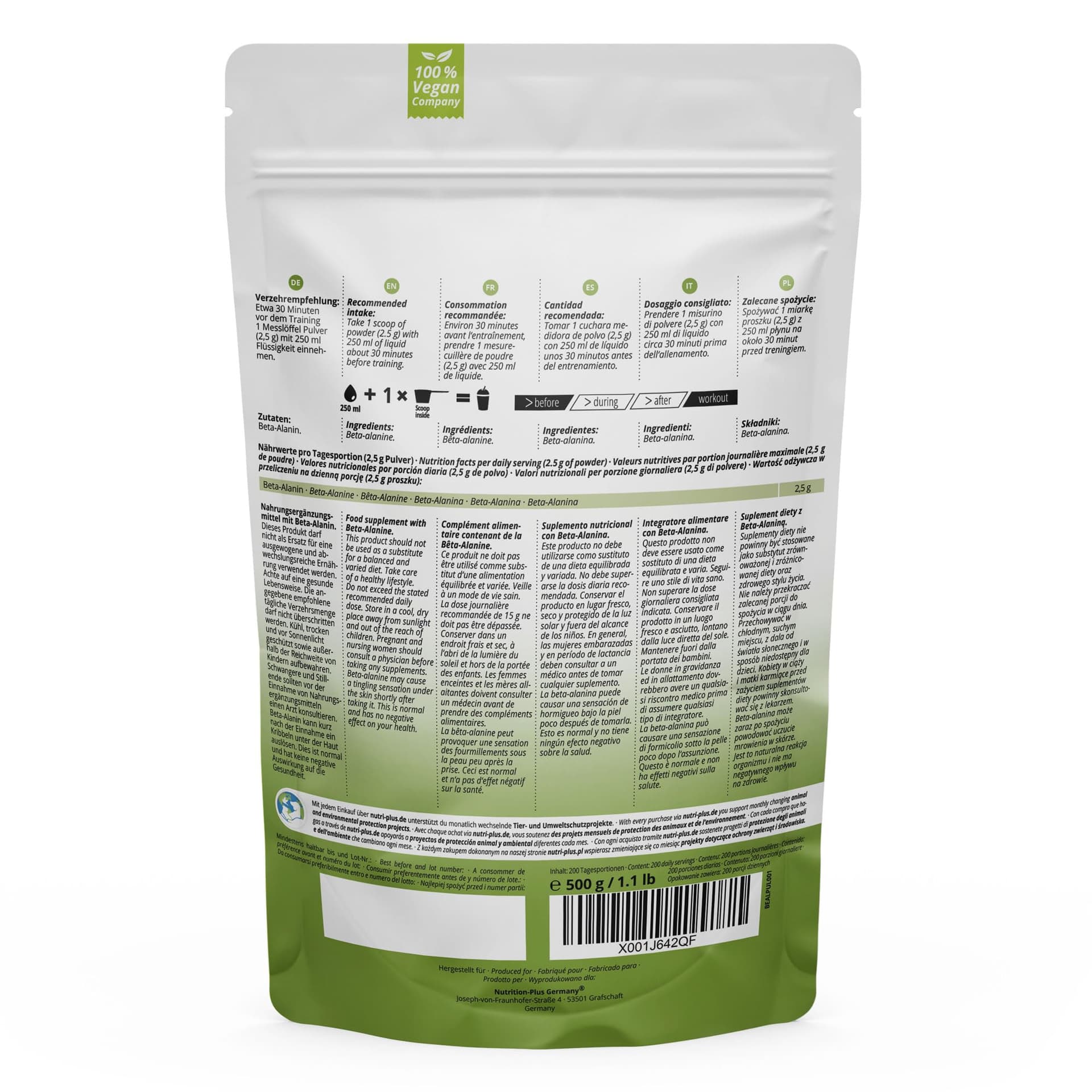 Nutri + Beta Alanin Pulver 500 g – Bild 6