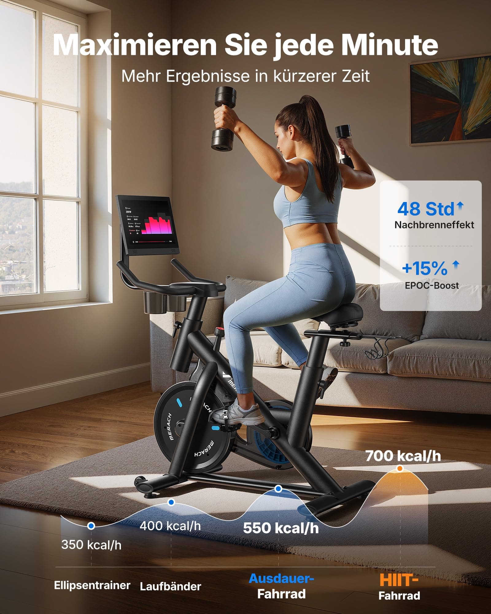 MERACH Heimtrainer Fahrrad mit 15,6" – Bild 4