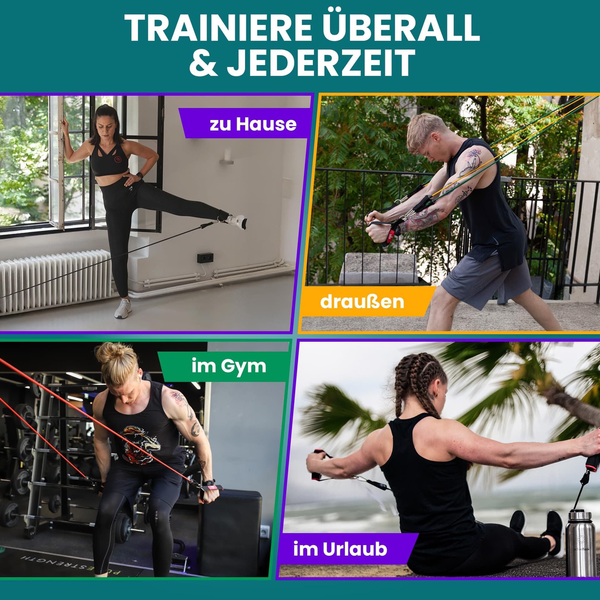 BeMaxx Resistance Bands Weerstandsbanden Fitness Set + Trainings – Bild 7