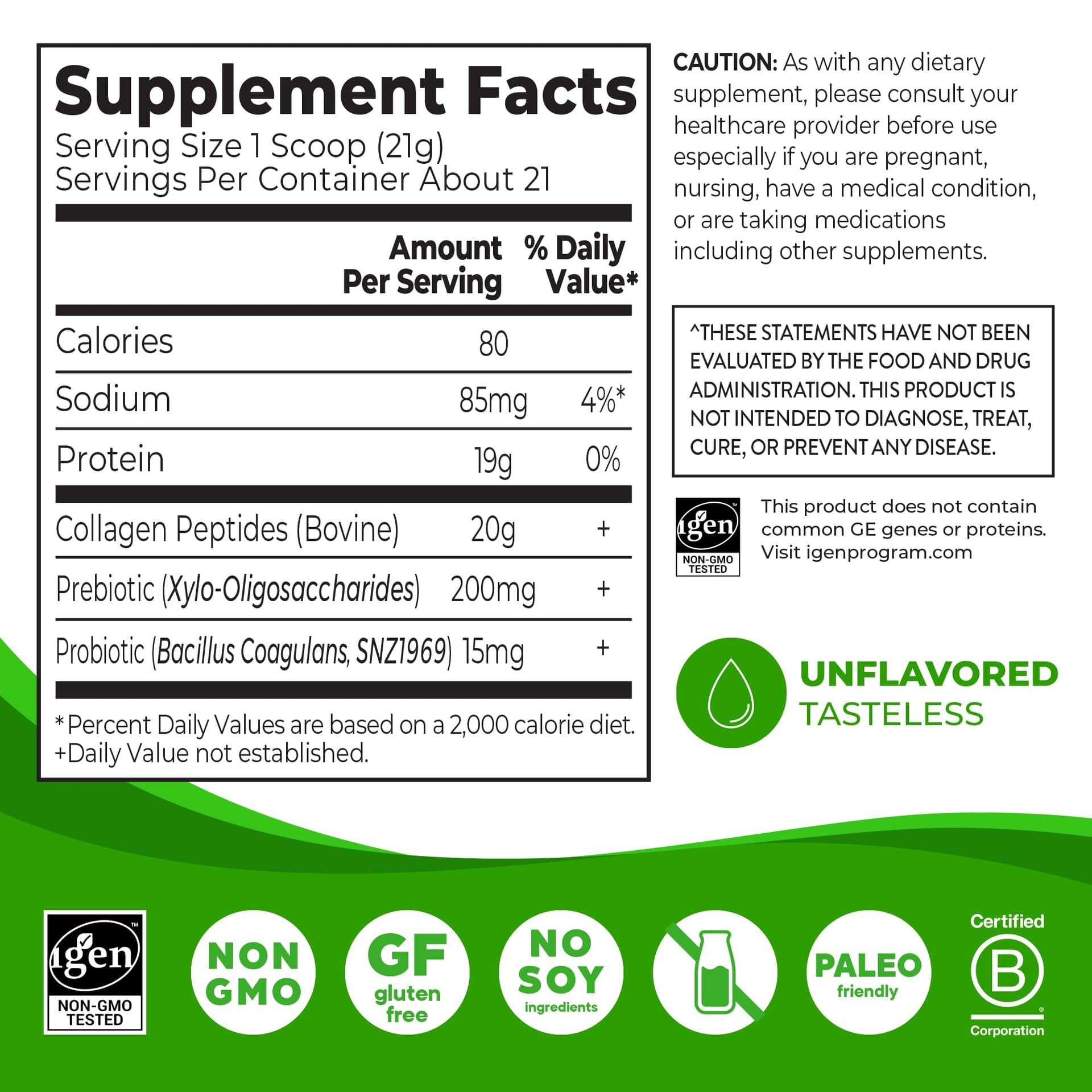 Orgain Hydrolyzed Collagen Peptides + Prebiotic & Probiotics Powder for Women & Men, 20g – Bild 2