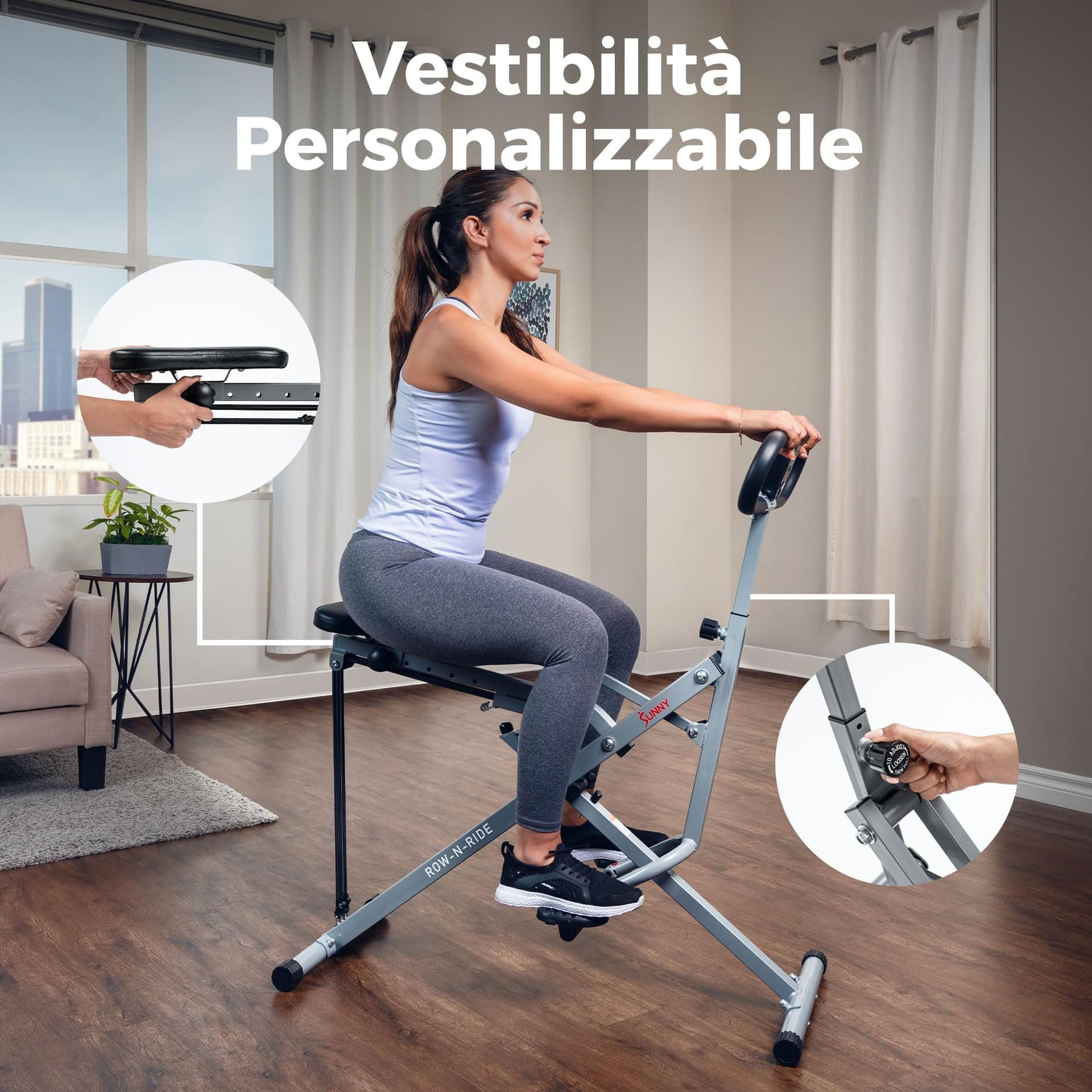 Sunny Health & Fitness Macchina per vogatore e squat – Bild 5
