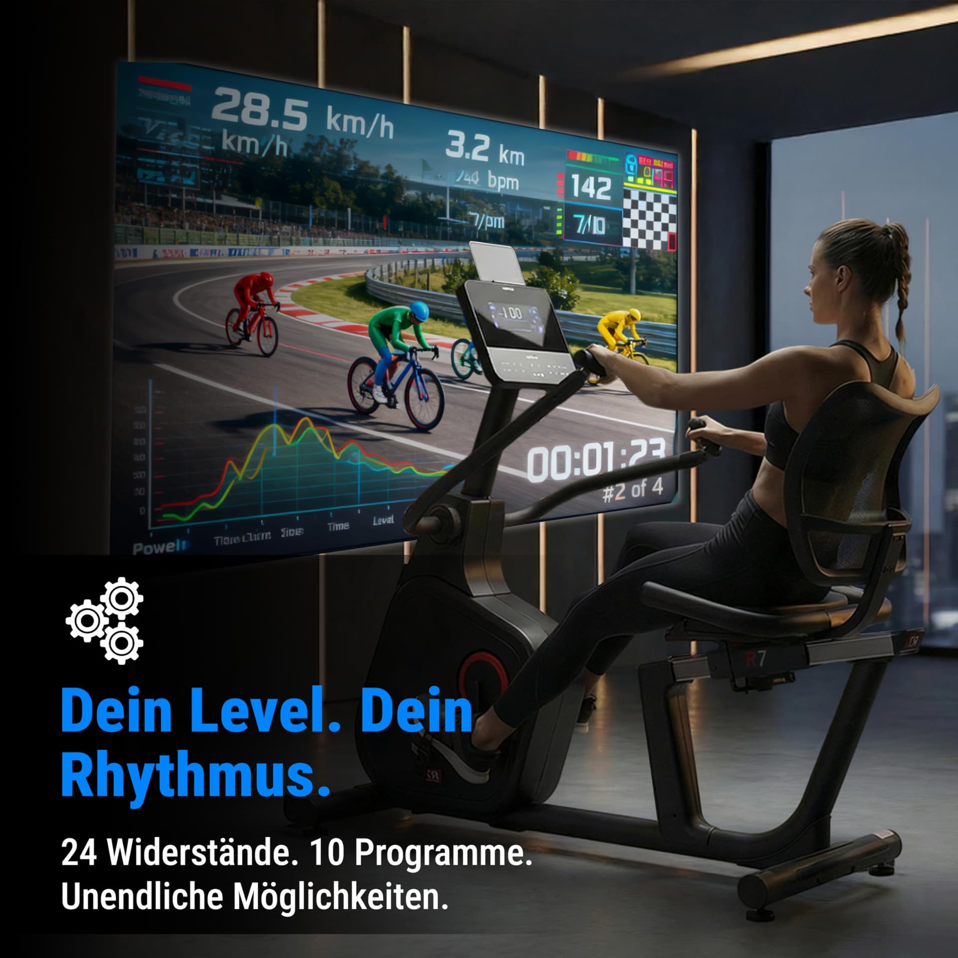 AsVIVA R7 Liegeergometer | Ergometer Fahrrad mit Sitz & Rückenlehne, 24 Programme, 18 kg – Bild 2