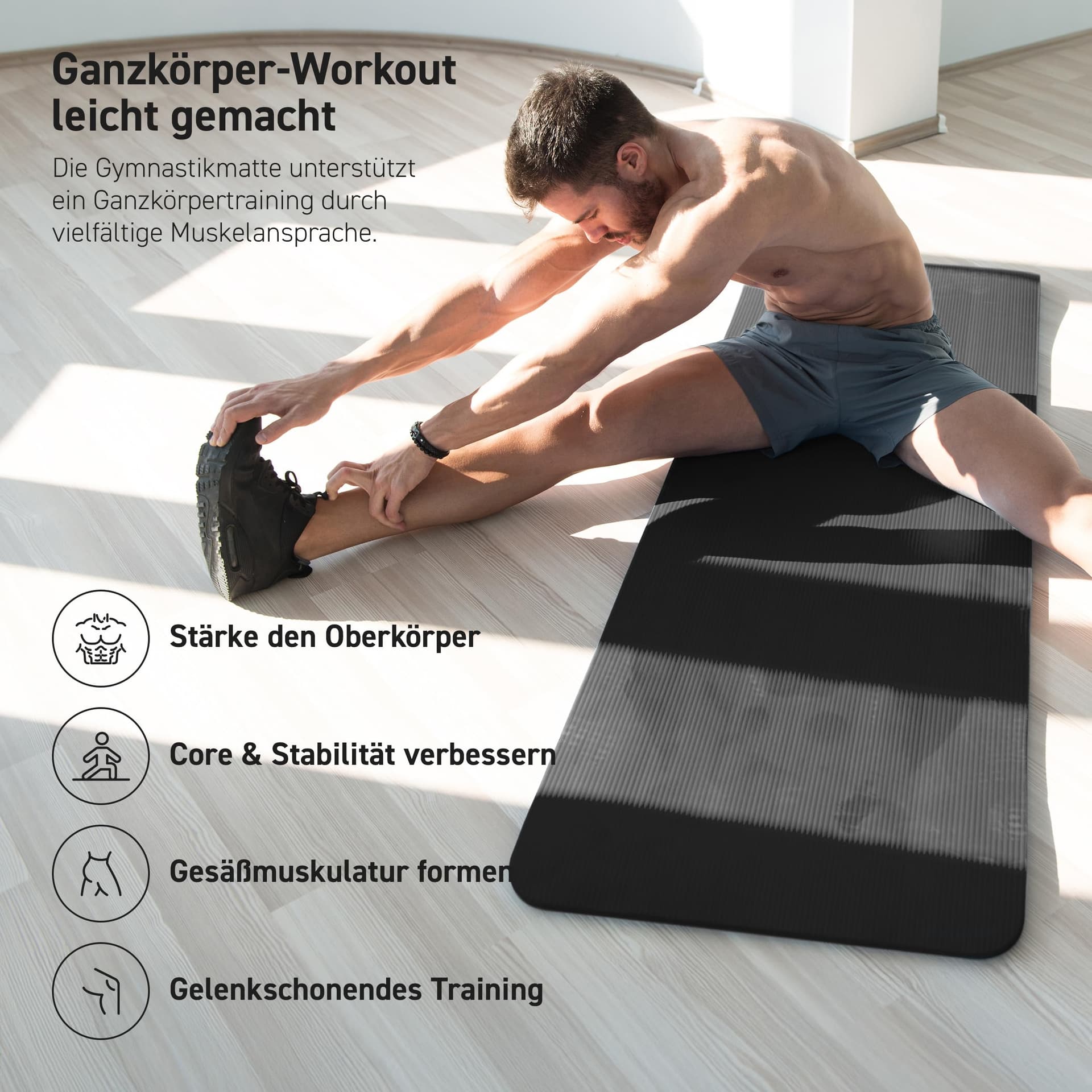 MSPORTS Gymnastikmatte Premium inkl. Tragegurt + – Bild 5