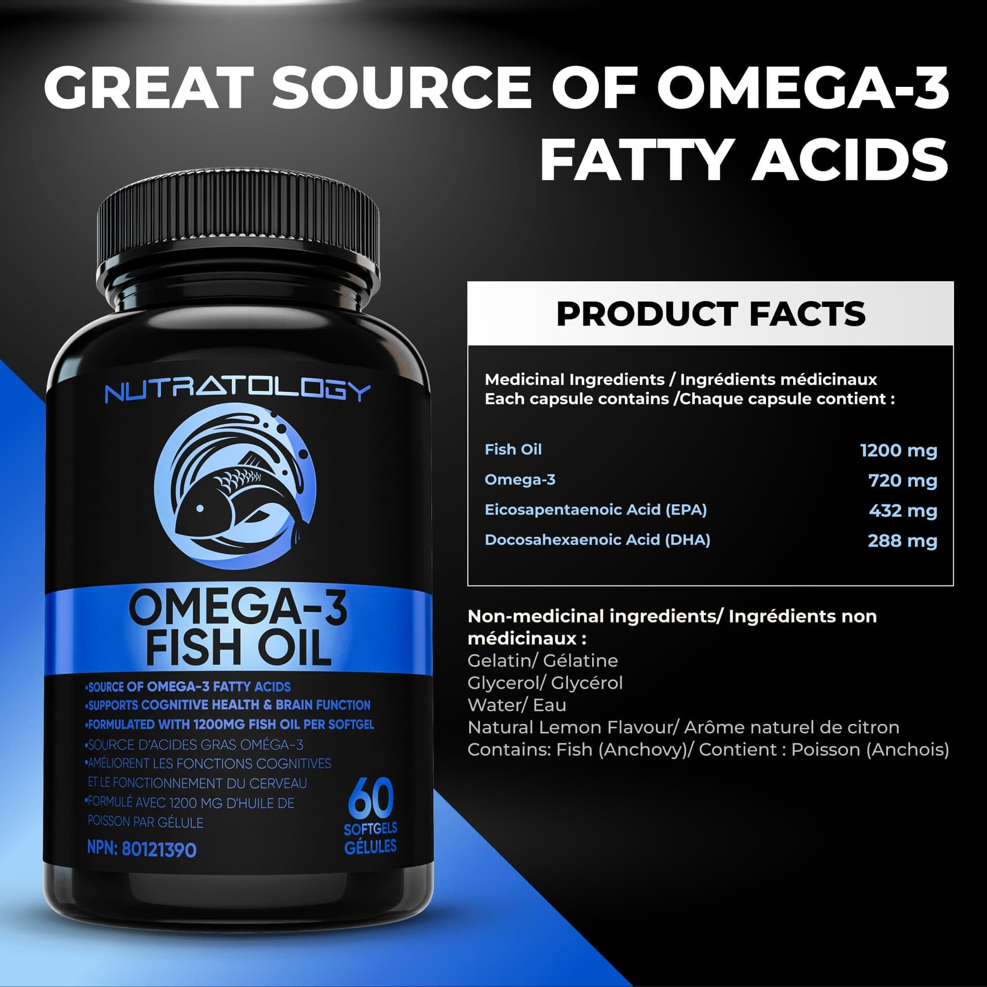 Nutratology ® Omega 3 Fish Oil Supplement Triple Strength with Fatty Acids - 1200MG – Bild 4