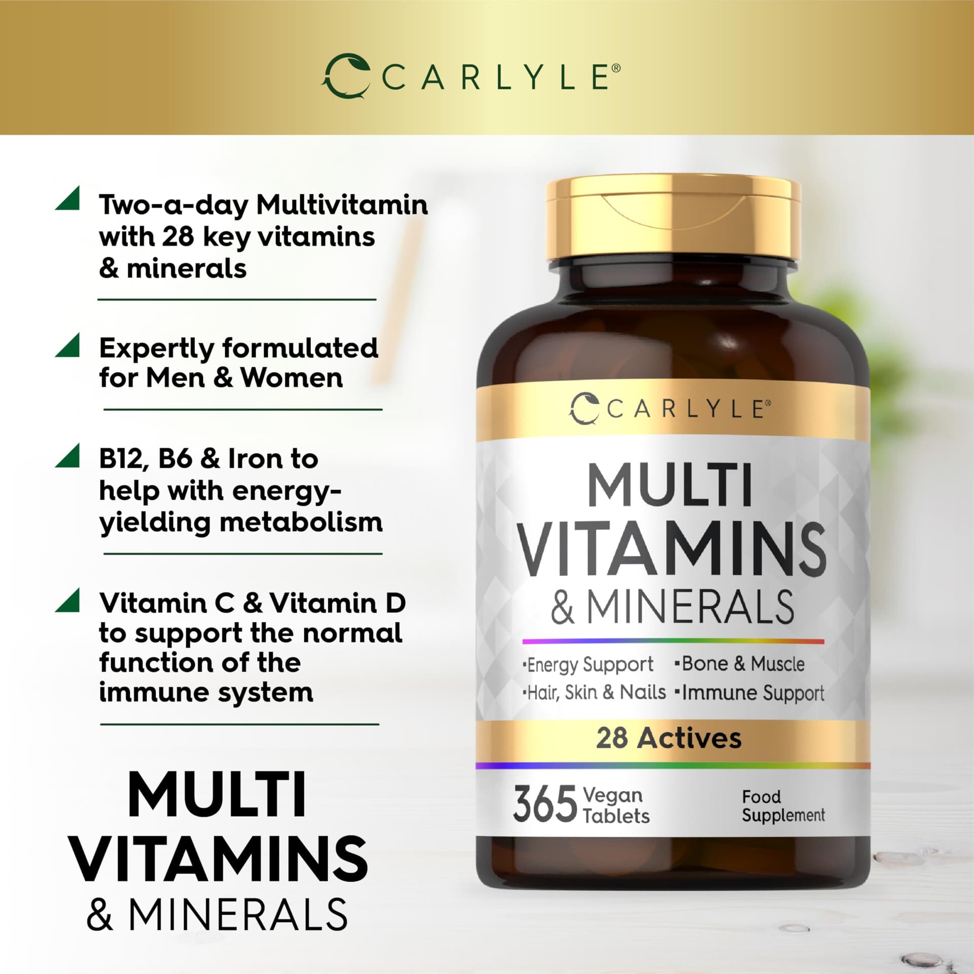 Carlyle Multivitamin Tabletten Hochdosiert mit 28 Vitamine & – Bild 2
