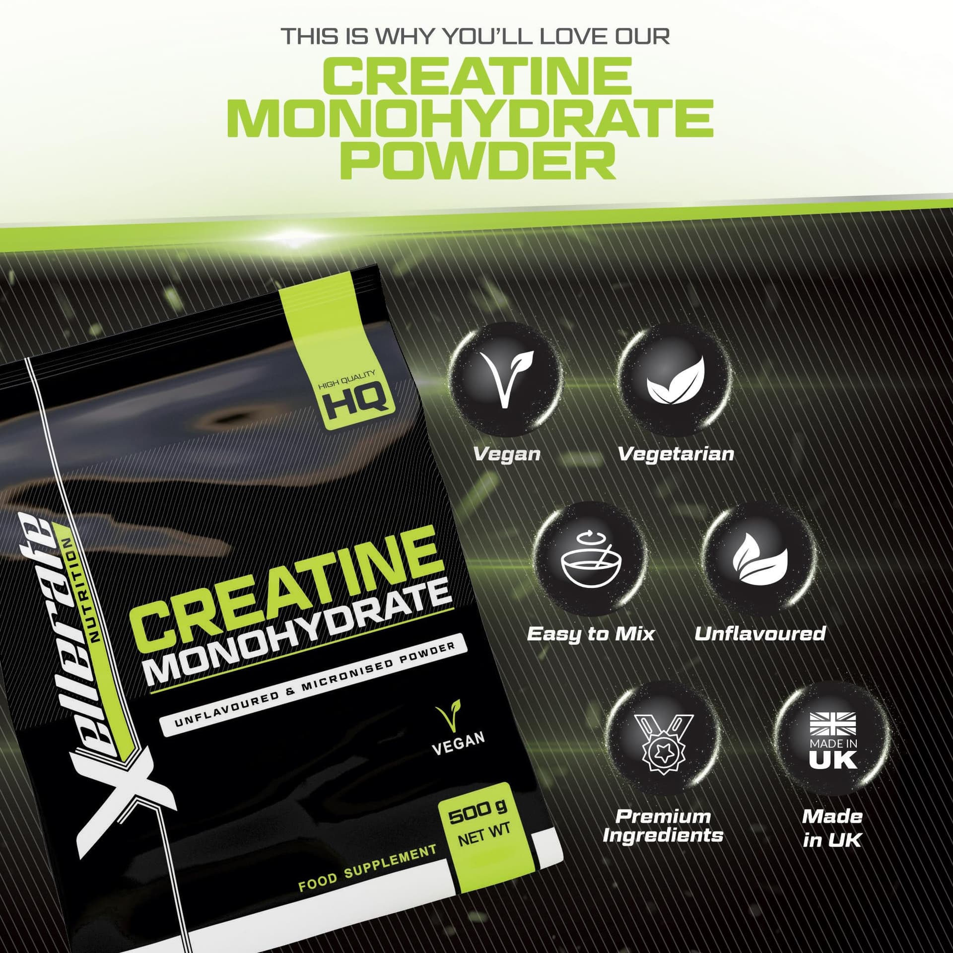 Xellerate NUTRITION Creatine Monohydrate Powder Micronised 500g – Bild 6