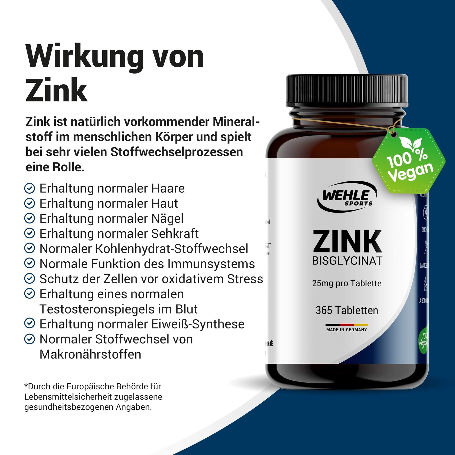 Wehle Sports Wehle Zink Tabletten 365 hochdosiert (25mg – Bild 3