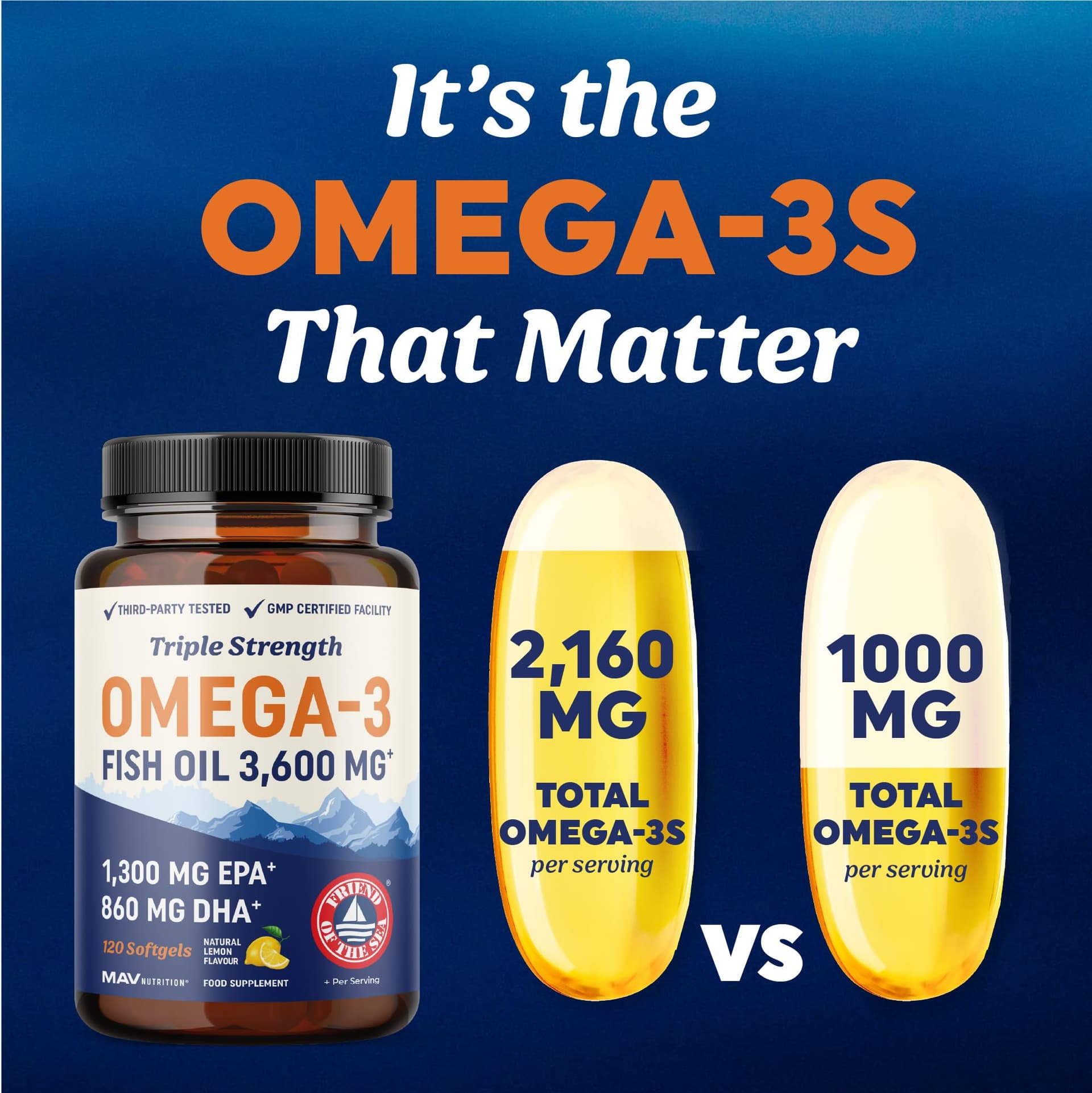 MAV NUTRITION Triple Strength Omega 3 Fish Oil 3600 mg – Bild 4