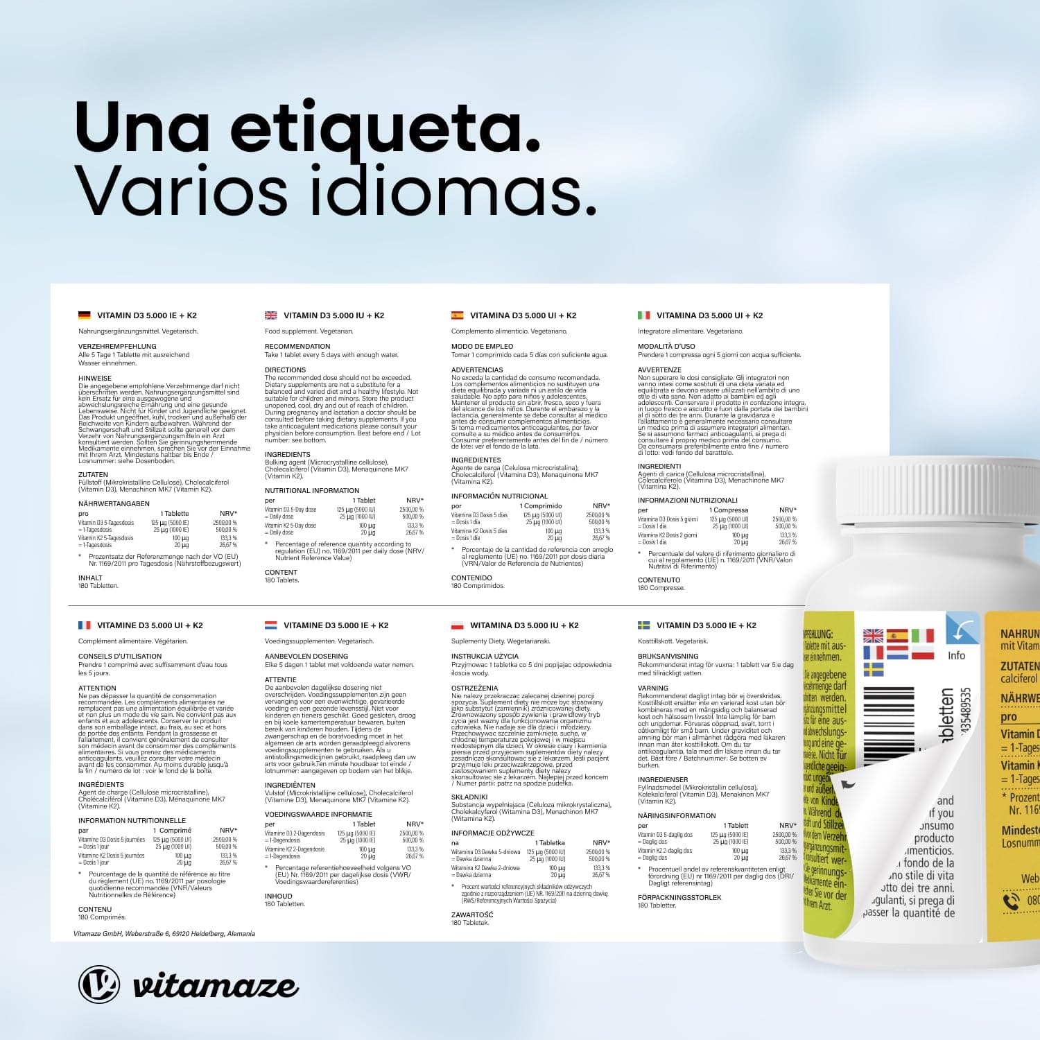 Vitamaze - amazing life Vitamin D3 K2 5000 IE mit Vitamin K2 MK7 All Trans Form, 2+ Jahre Vorrat, 180 Tabletten – Bild 8
