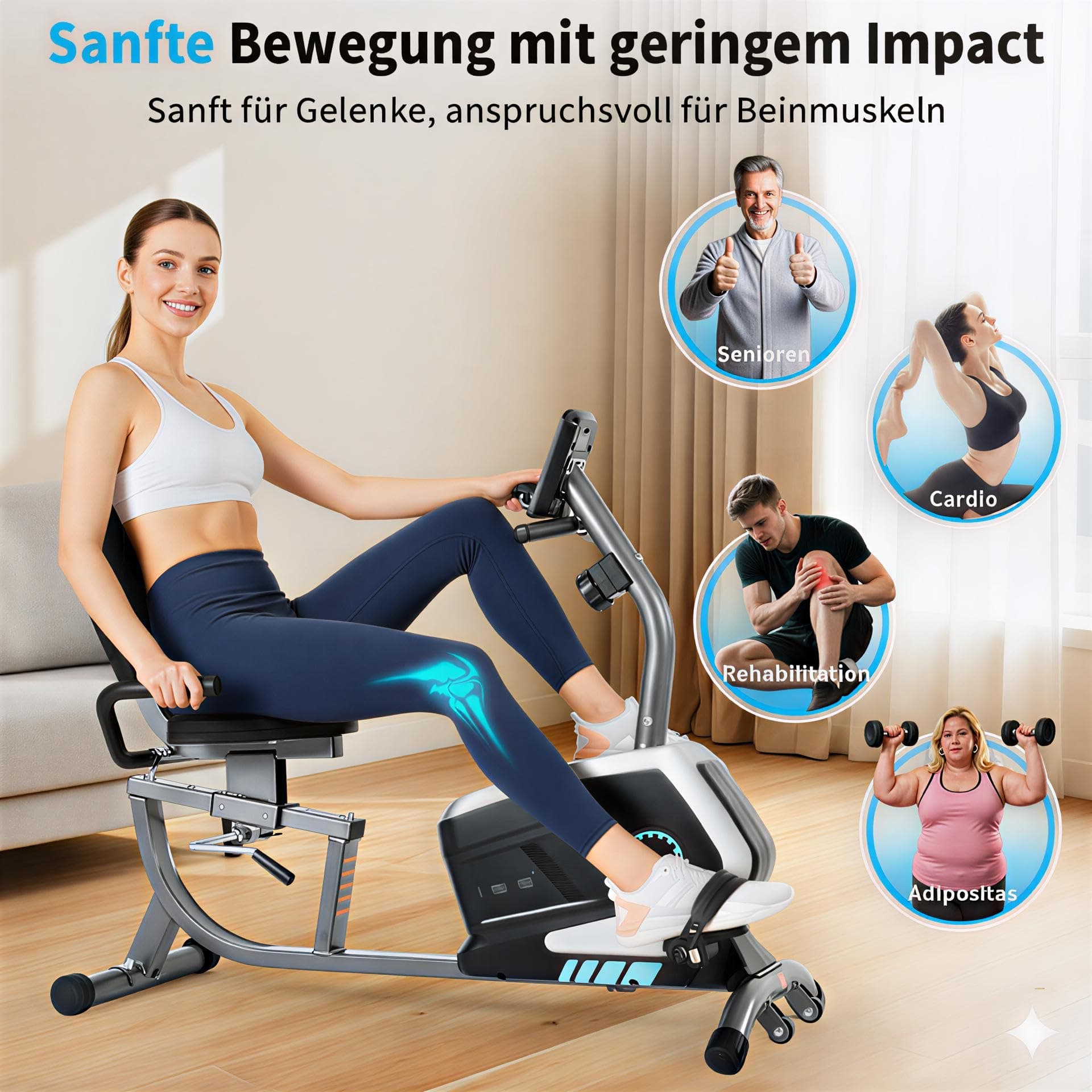 ISE Liegeergometer für Zuhause mit 8 verstellbaren – Bild 2