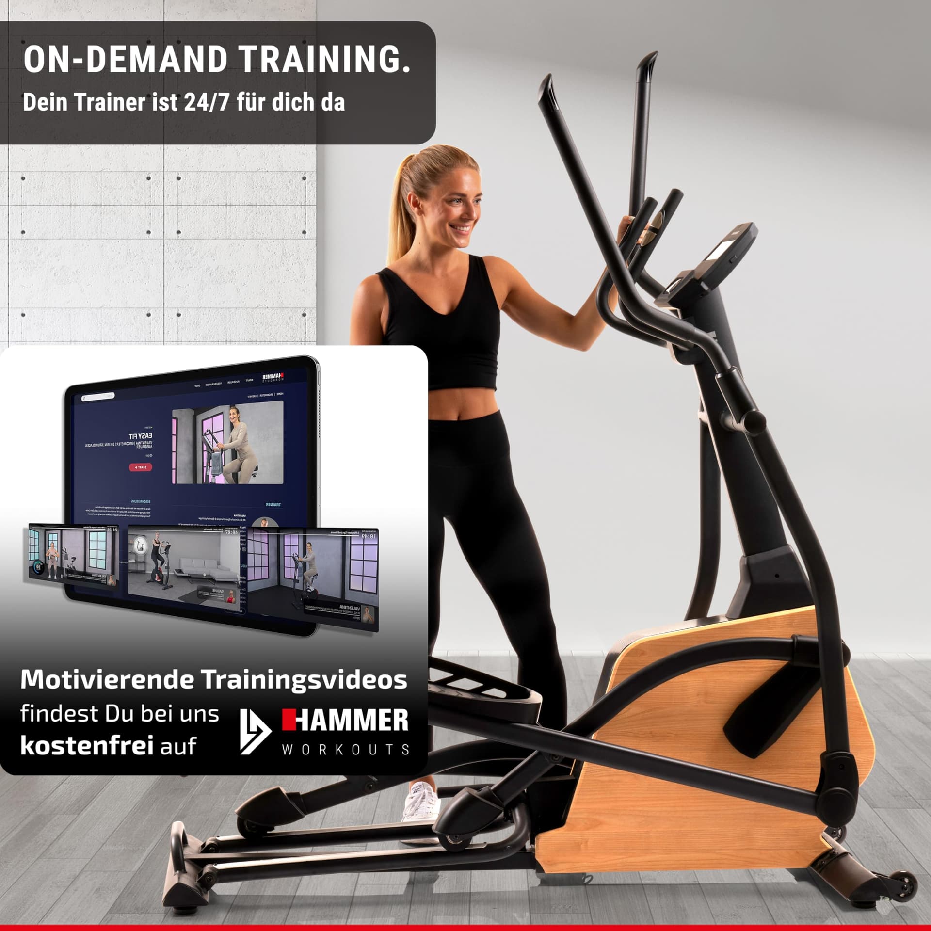 HAMMER Ellipsentrainer CrossPace 5.0 NorsK, 3-fache Steigung, 24 Programme, 20 kg – Bild 3