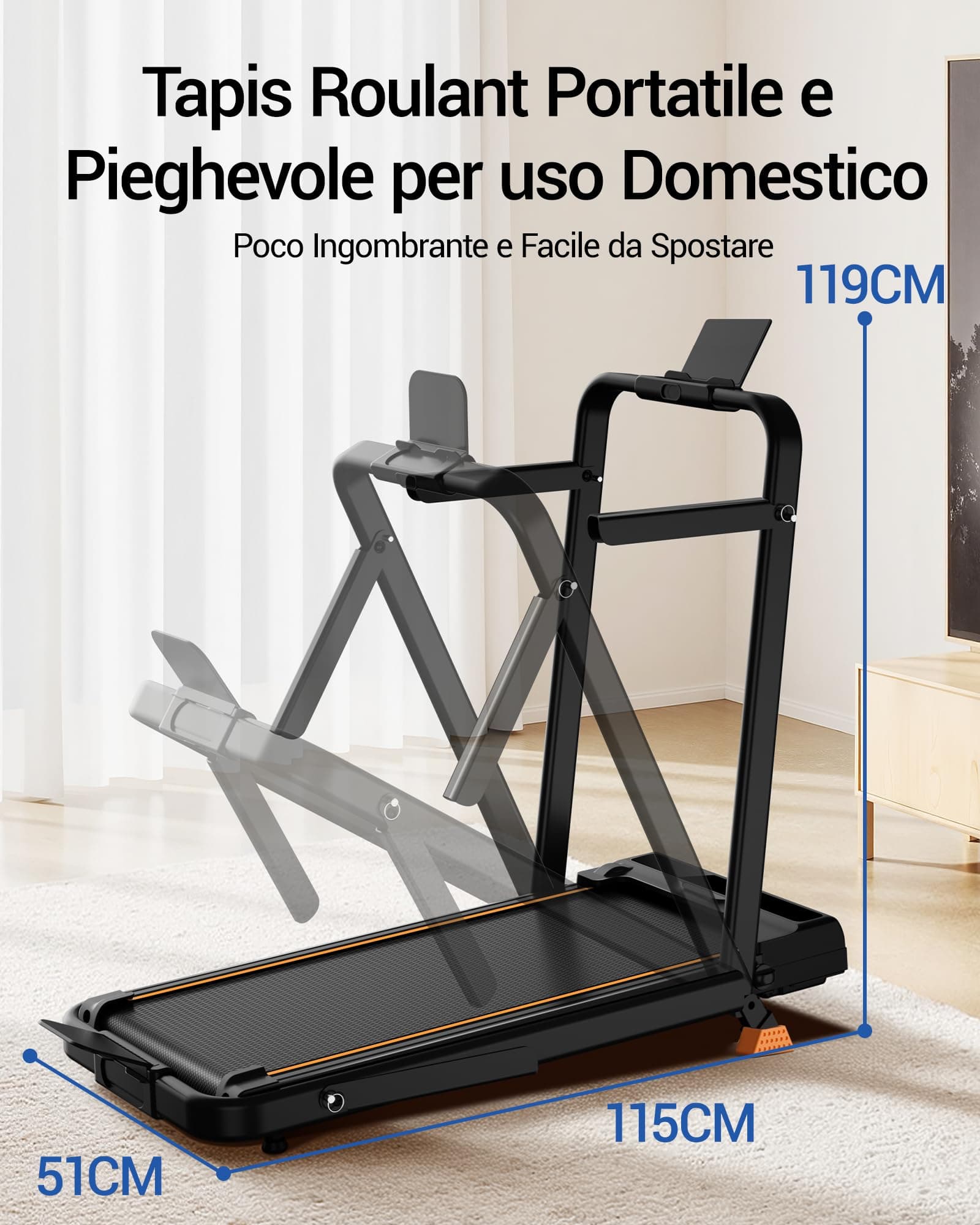 UMAY Tapis Roulant Elettrico Pieghevole con Inclinazione – Bild 6