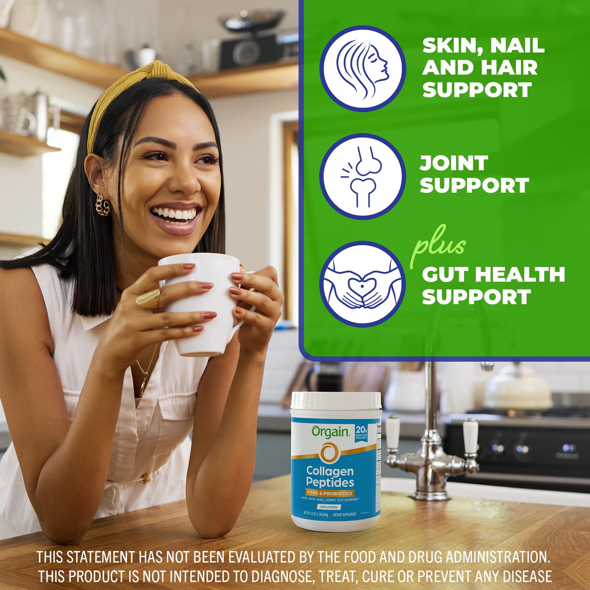 Orgain Hydrolyzed Collagen Peptides + Prebiotic & Probiotics Powder for Women & Men, 20g – Bild 3