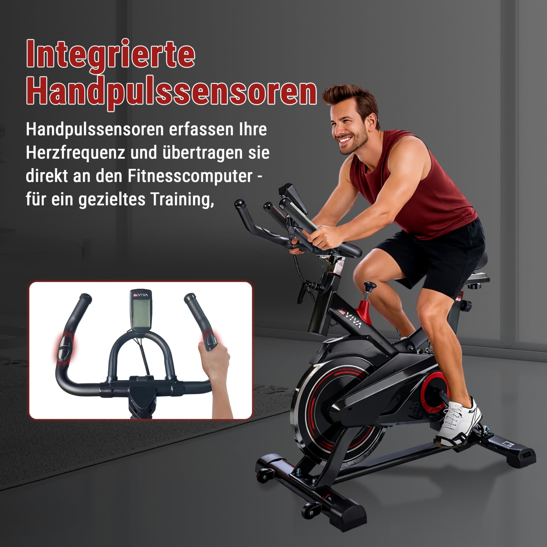 AsVIVA Speedbike AsVIVA S11 - Leises Heimtrainer Fahrrad mit Riemenantrieb sowie 18kg – Bild 3