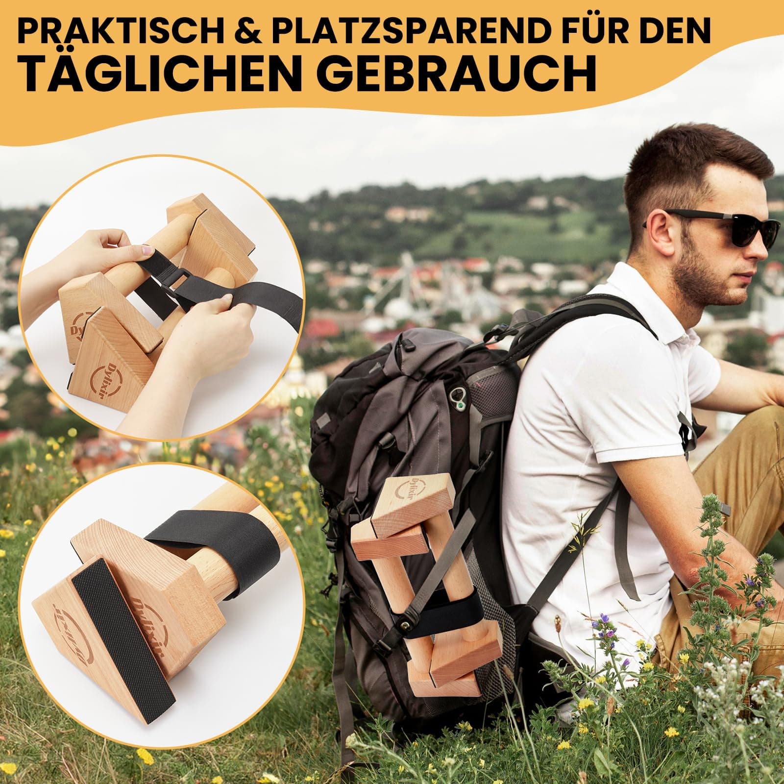 Dylixir Liegestützgriffe 2 Push Up Bars Holz Parallettes – Bild 5