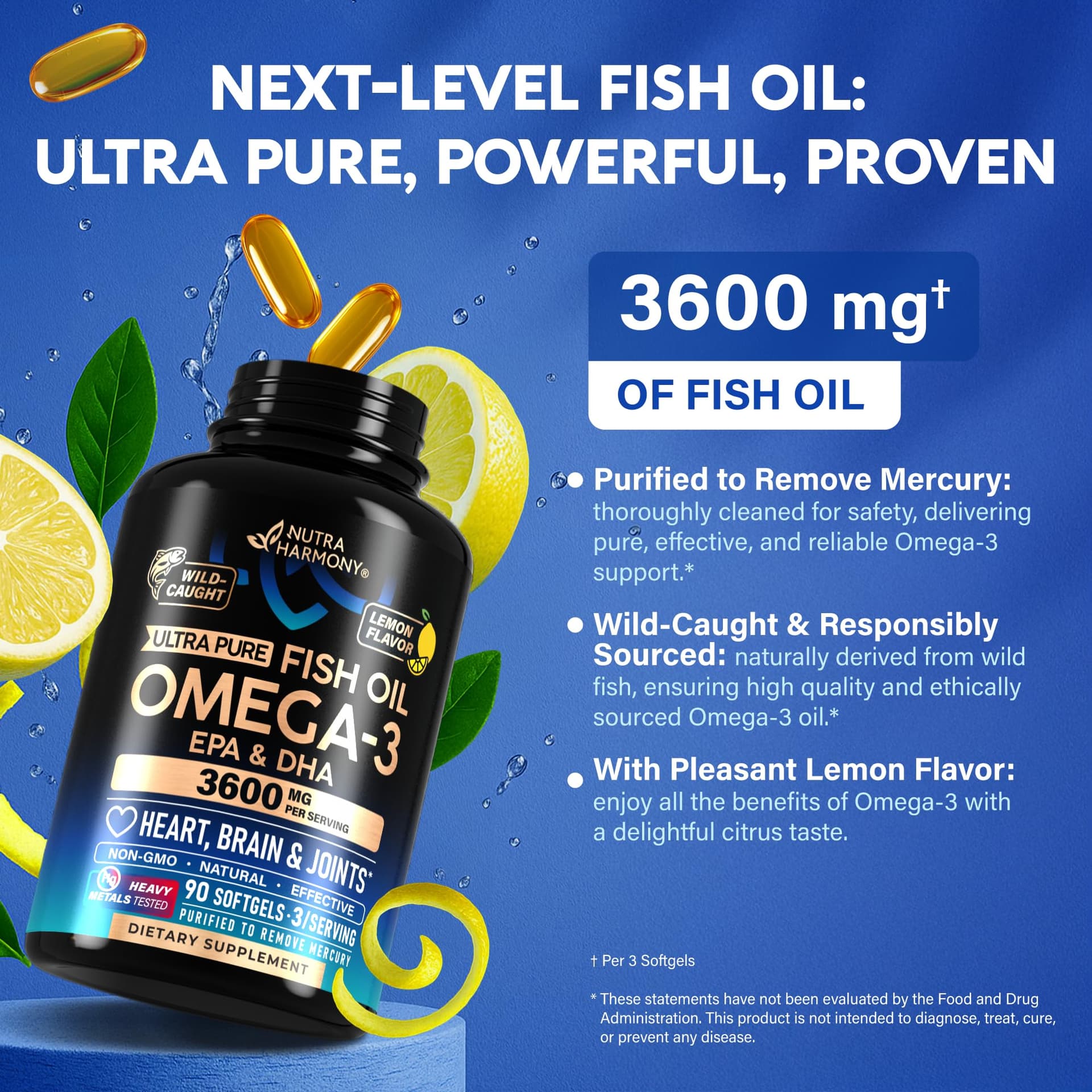 NUTRAHARMONY Omega 3 Fish Oil 3600 mg – Bild 3