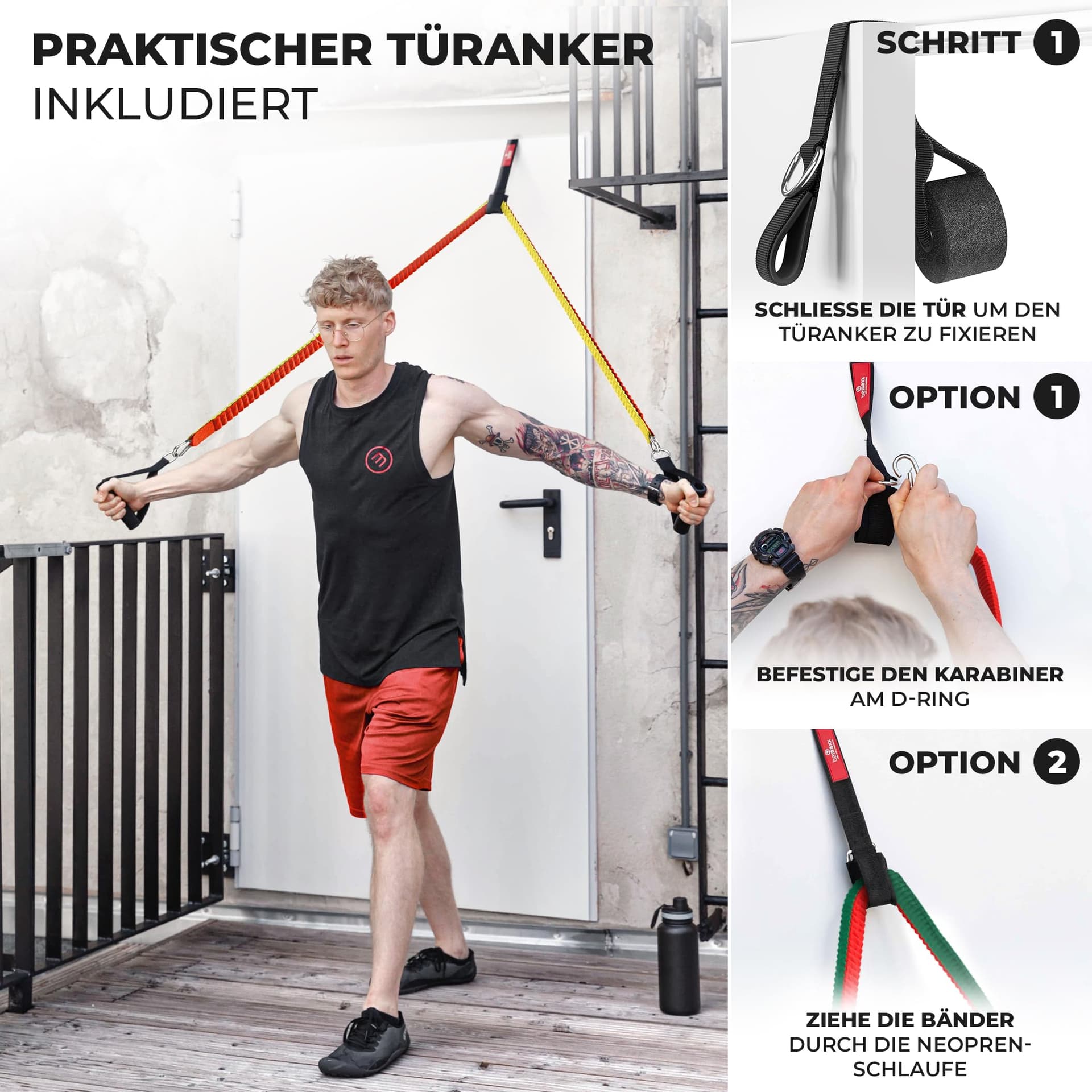 BeMaxx Resistance Bands Weerstandsbanden Stof Fitnessband Set + – Bild 6