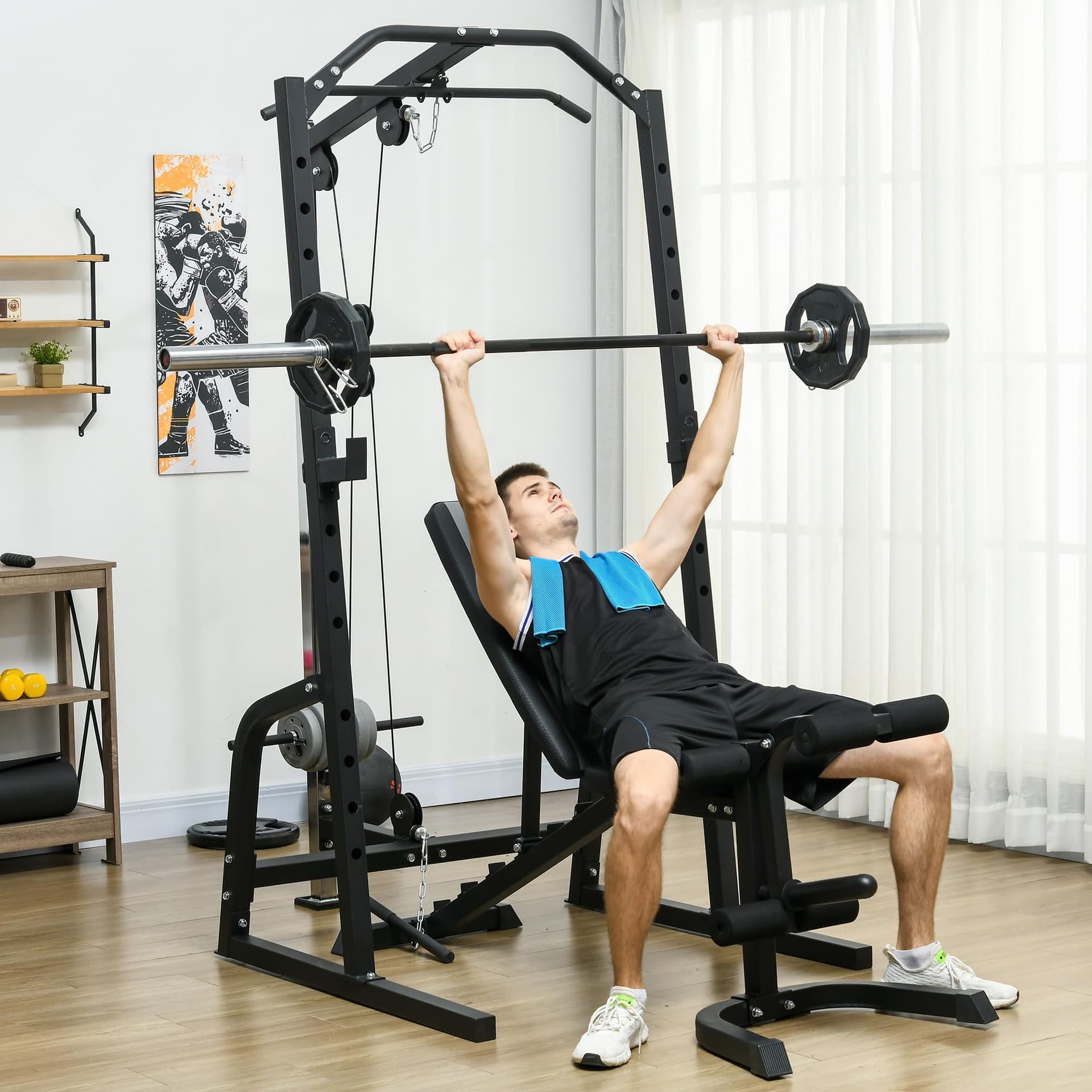 SPORTNOW Stazione Fitness Multifunzione con Panca per – Bild 2