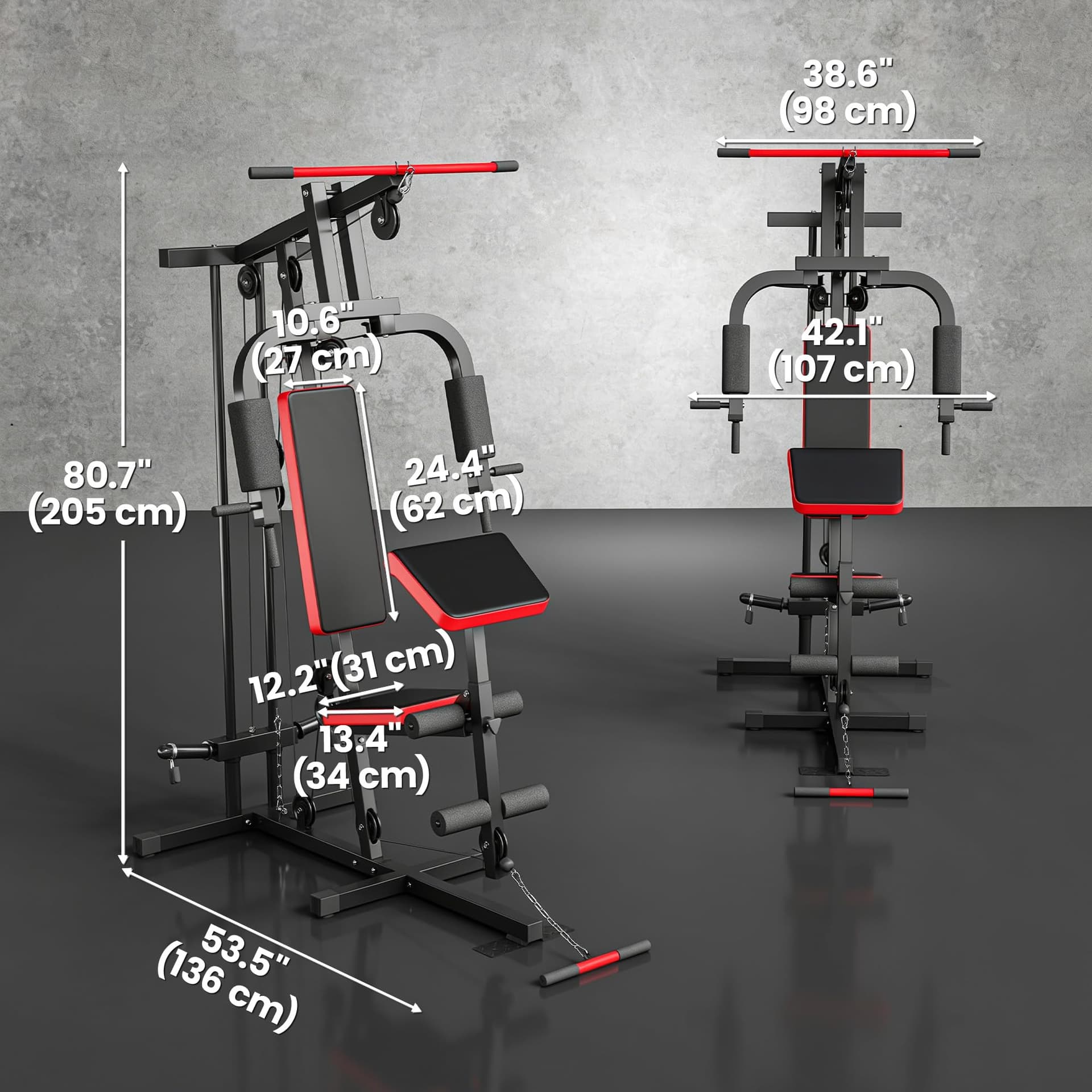 Soozier Home Gym Equipment, Multifunctional Weight Machine with Pulley System, 264lbs – Bild 8