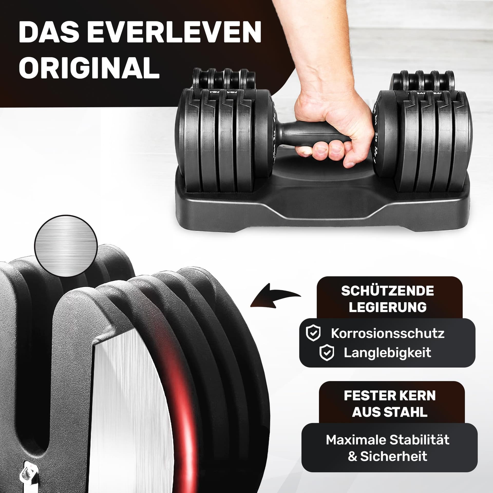 Verstellbare Kurzhantel Set 2x12kg – Bild 2