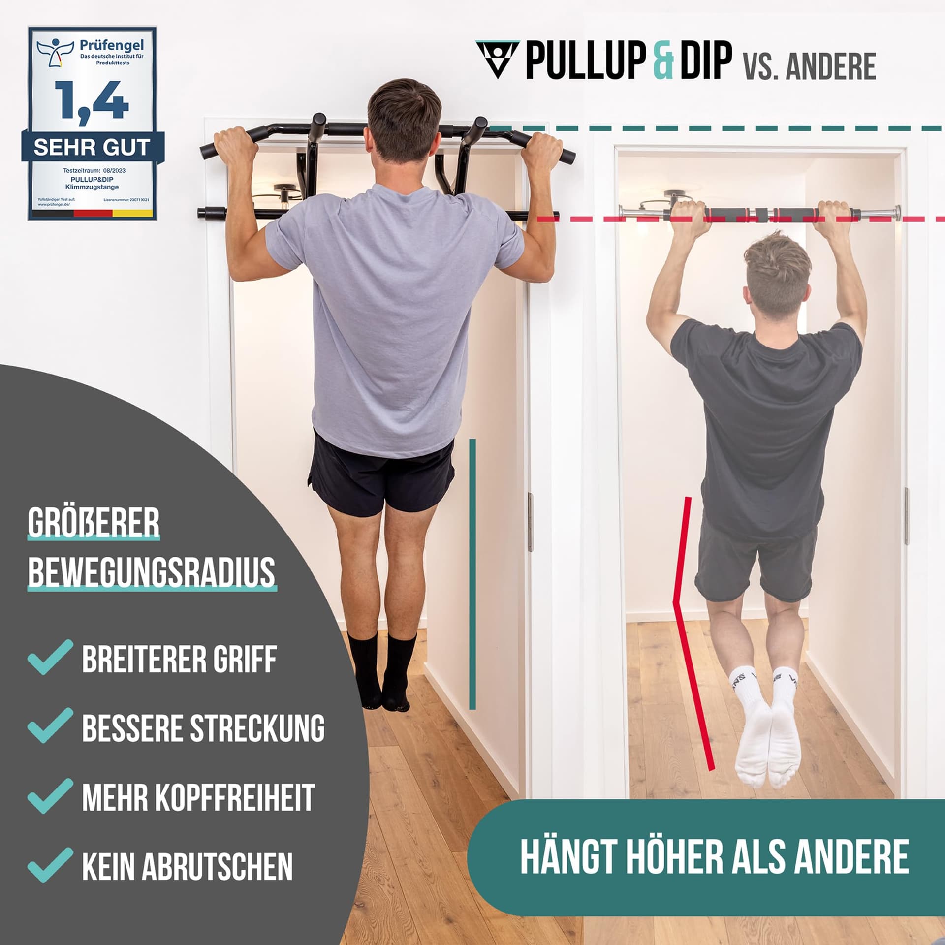PULLUP & DIP Klimmzugstange für Türrahmen zum Einhängen – Bild 2