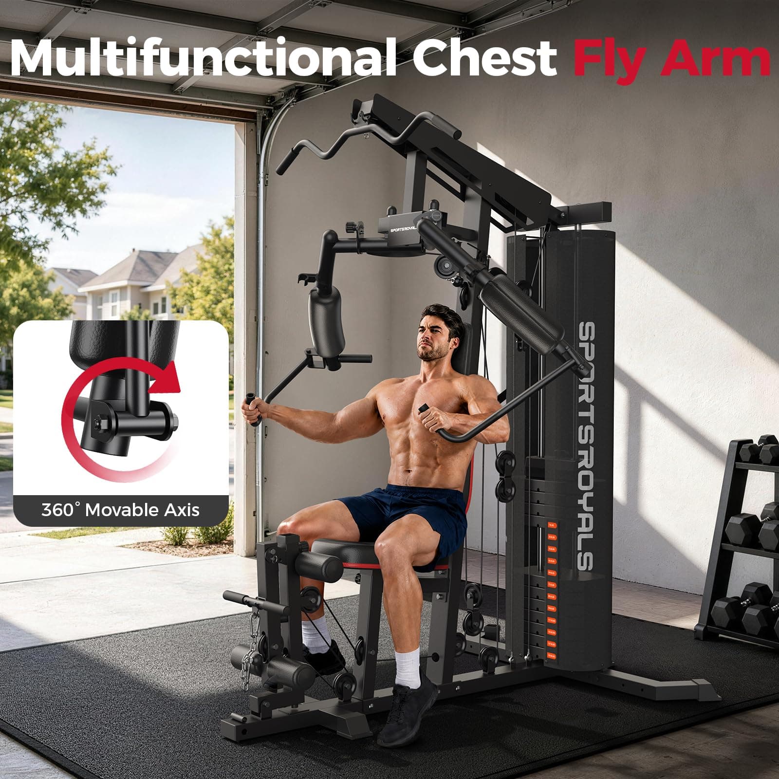 Sportsroyals Home Gym, Multifunctional Workout Station with 150LBS – Bild 3