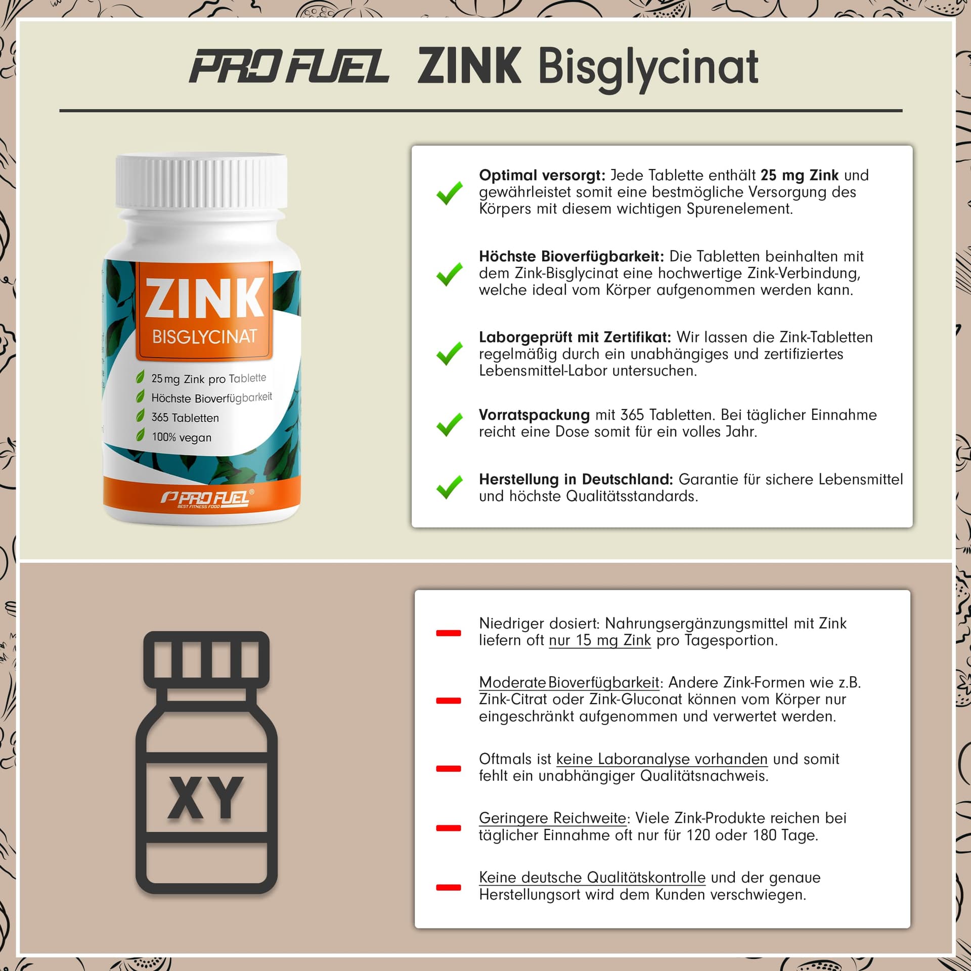 ProFuel Zink 25mg - 365 Tabletten – Bild 3