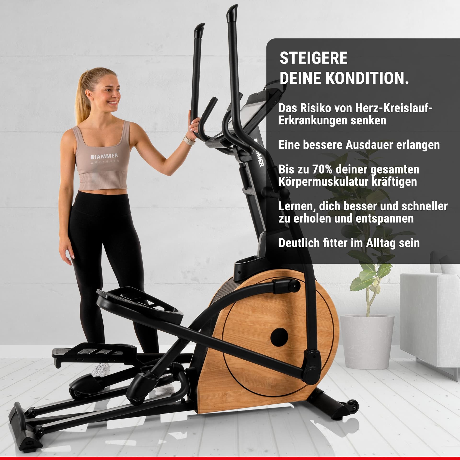 HAMMER Ellipsentrainer CrossPace 7.0 NorsK, 3-fache Steigung, 16 Programme, 20 kg – Bild 8